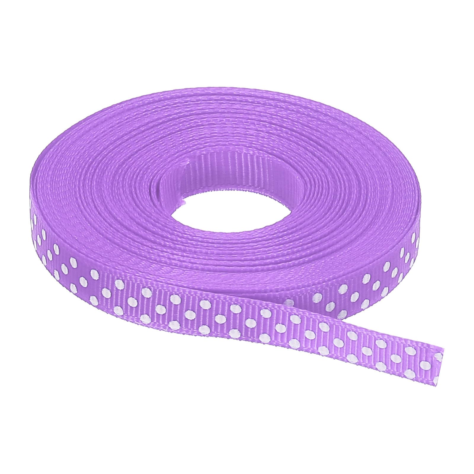 sourcing map Grosgrain Ribbons 25 Yards 3/8 Inch Light Purple with White Dots Ribbon Bow Decoration for Crafts Gift Wrapping Wedding DIY Handmade