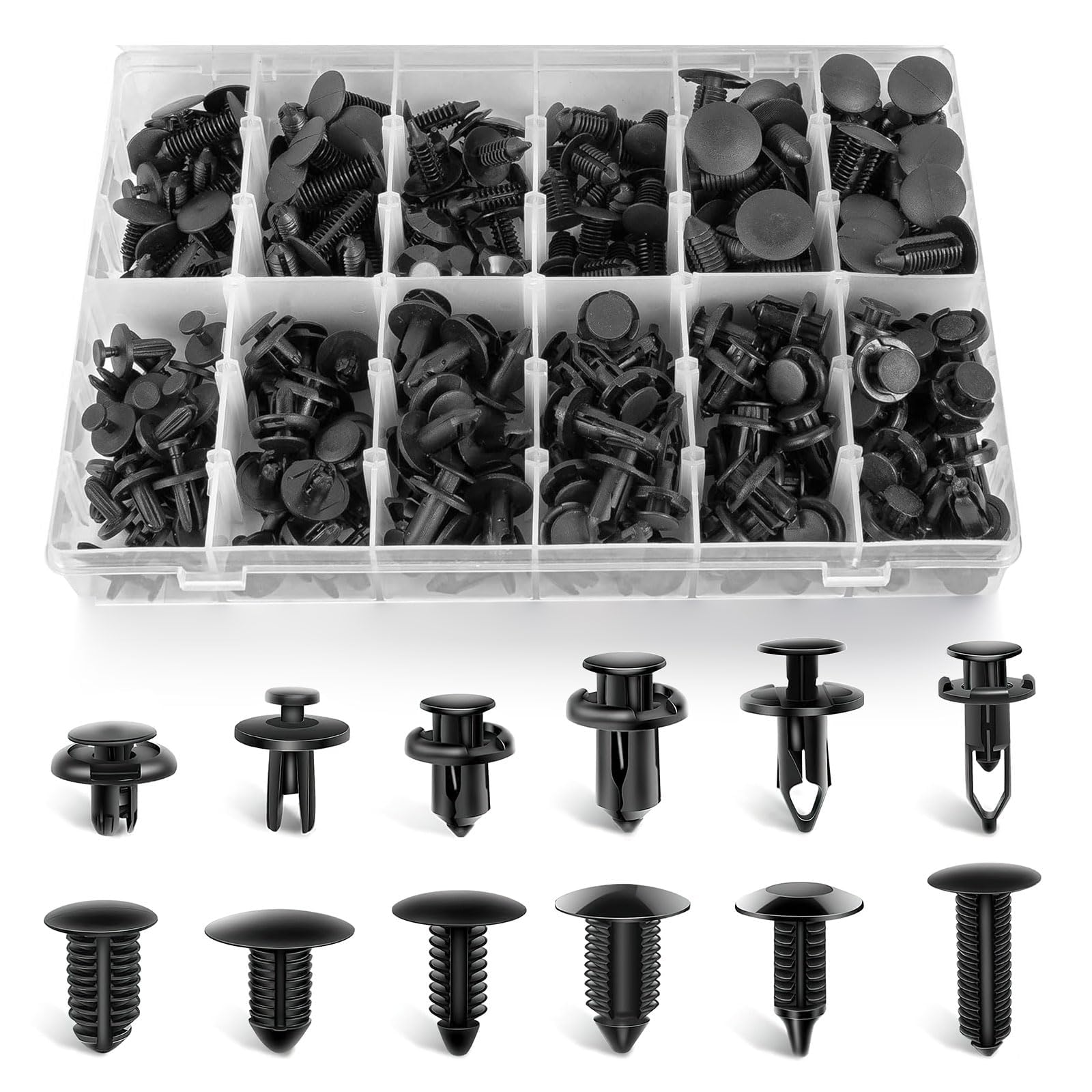 Car Retainer Clips, 240 Pcs Push Bumper Fastener Rivet Clips with Remover Fit, Auto Body Plastic Retainer Clips for most GM and Nissan Automobiles