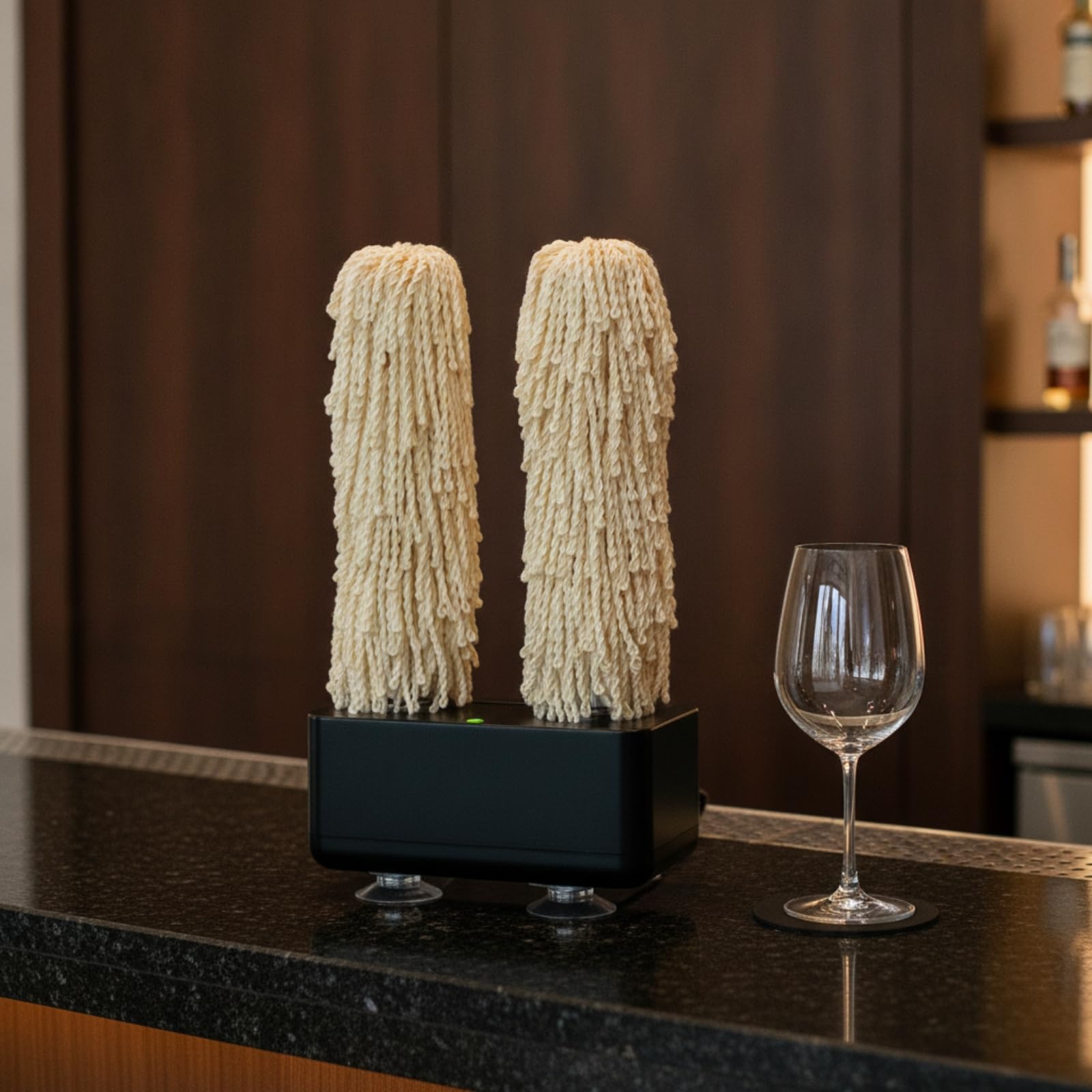 Abrillantador Copas Eléctrico sin Pelusas Pulidora Copas Vino Secado Rápido Máquina Pulidora Vasos para Invitados, Bar Doméstico, Cocina , Negro , Estándar