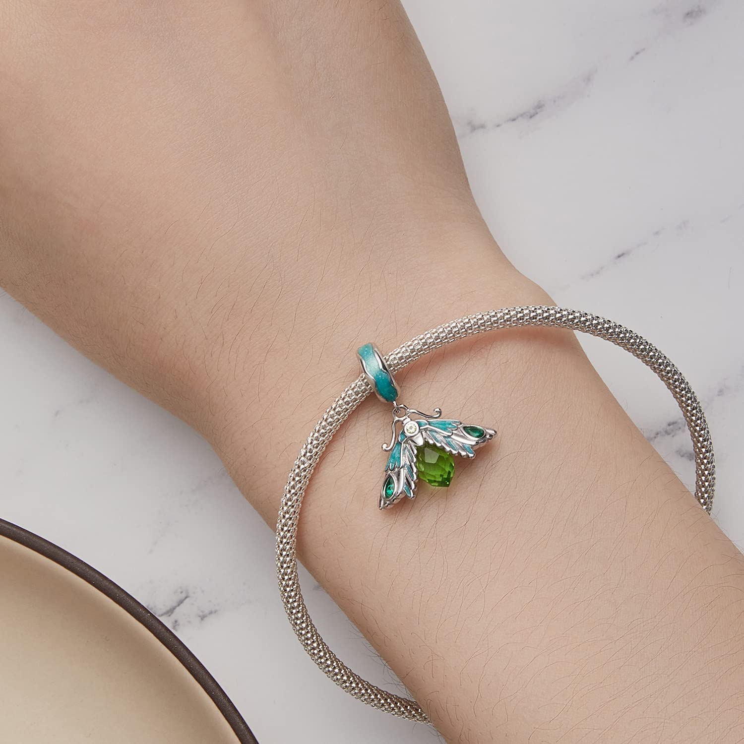 Generic Zielony koliber koralik w stylu ptak wisiorki jaskółka Charms srebrny wisiorek z motywem zwierzęcym koraliki dla majsterkowiczów wiosenna bransoletka kolczyk naszyjnik