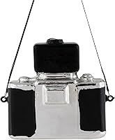 Vista 5 de Northlight Adorno de Navidad de cristal retro para cámara, 4 pulgadas, negro