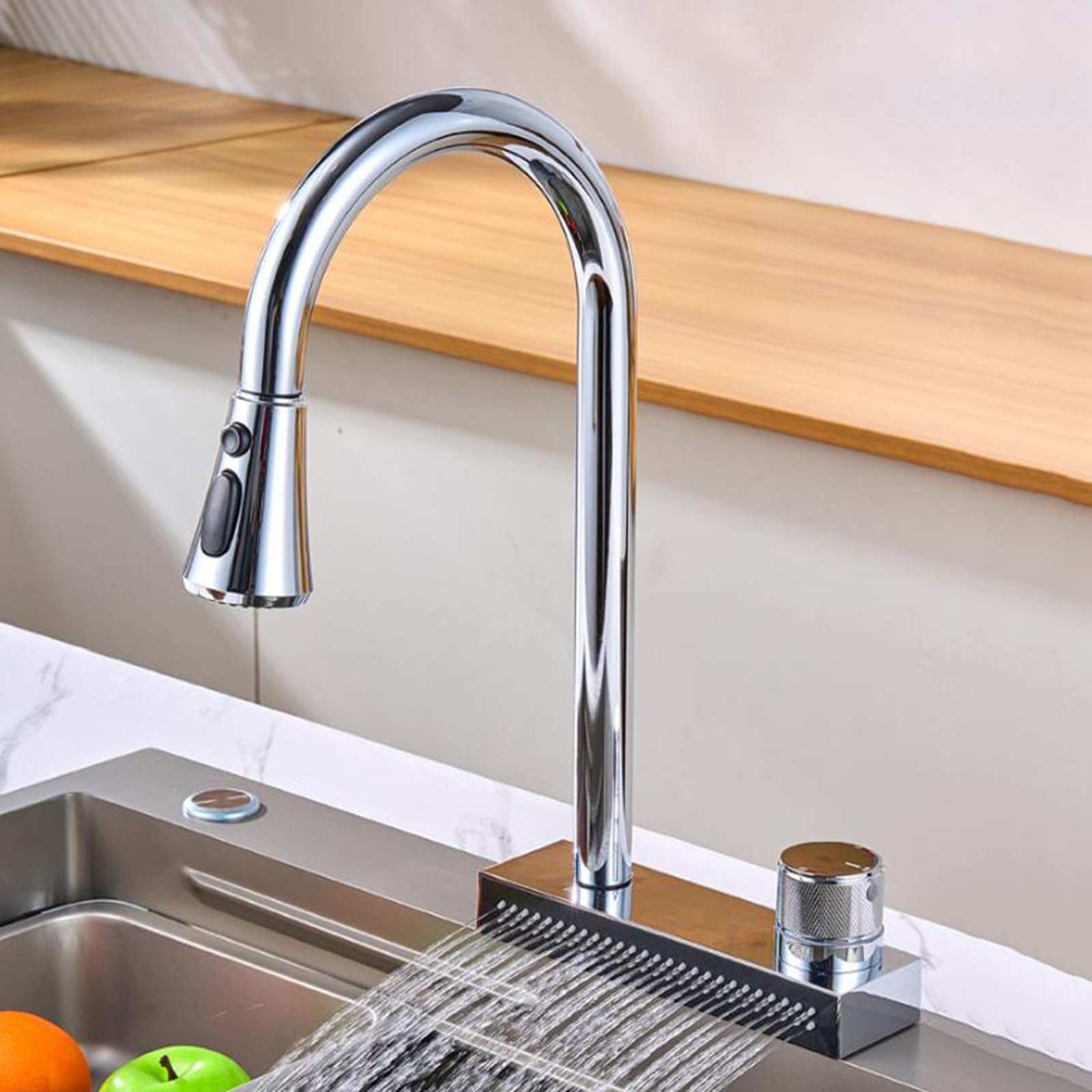 Robinet de cuisine avec douchette pour évier brossé - 8