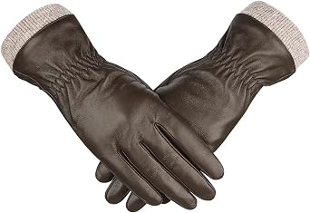 Alepo Genuine Sheepskin Leather Gloves For Women, Winter Warm Touchscreen Texting Cashmere Lined Driving Motorcycle Dress