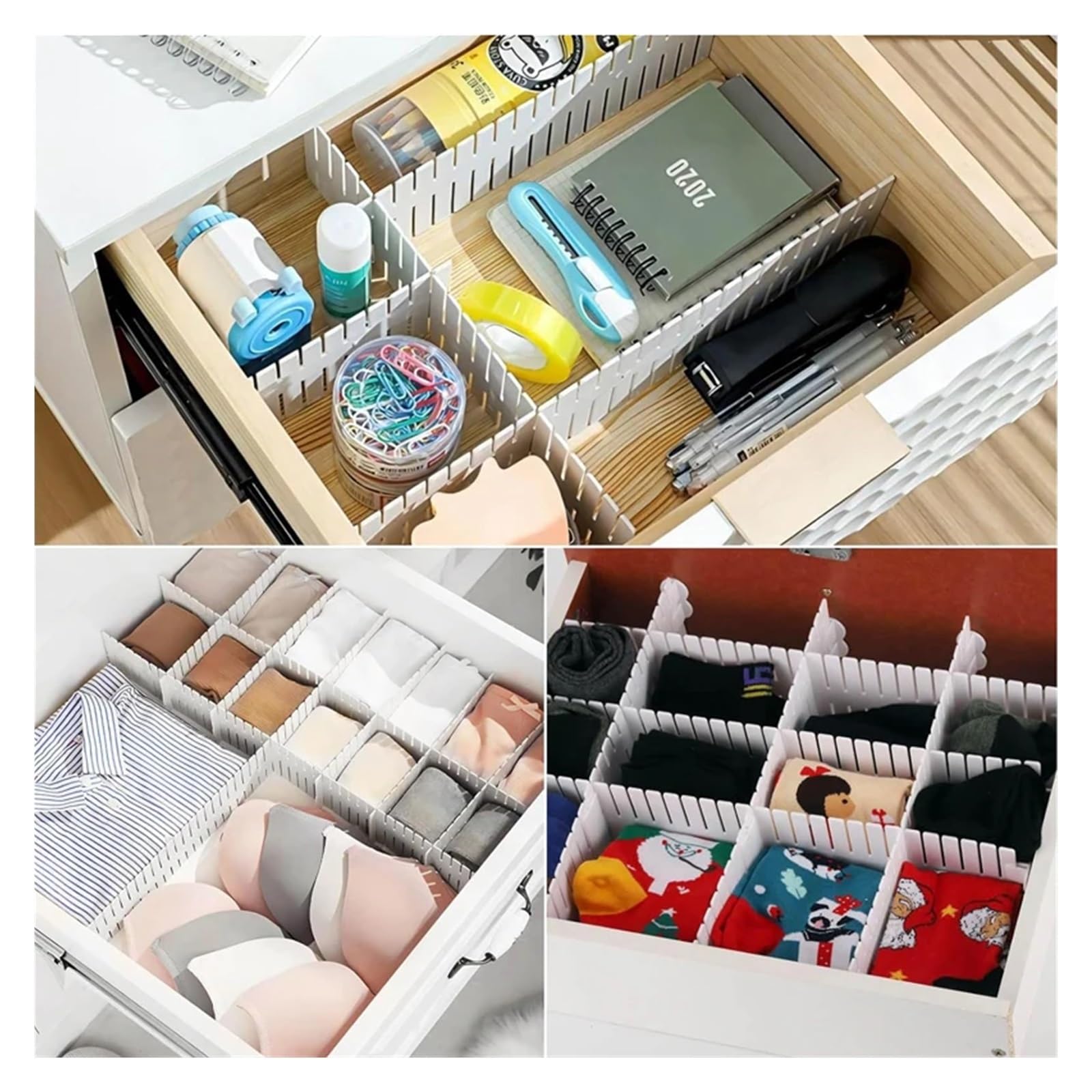 Cajas Organizadoras Cajones 8/4Pcs Drawer Dividers Adjustable Organizer for Socks Underwear Makeup Can Help Tidy Kitchen Bedroom(Pink 8 pieces)