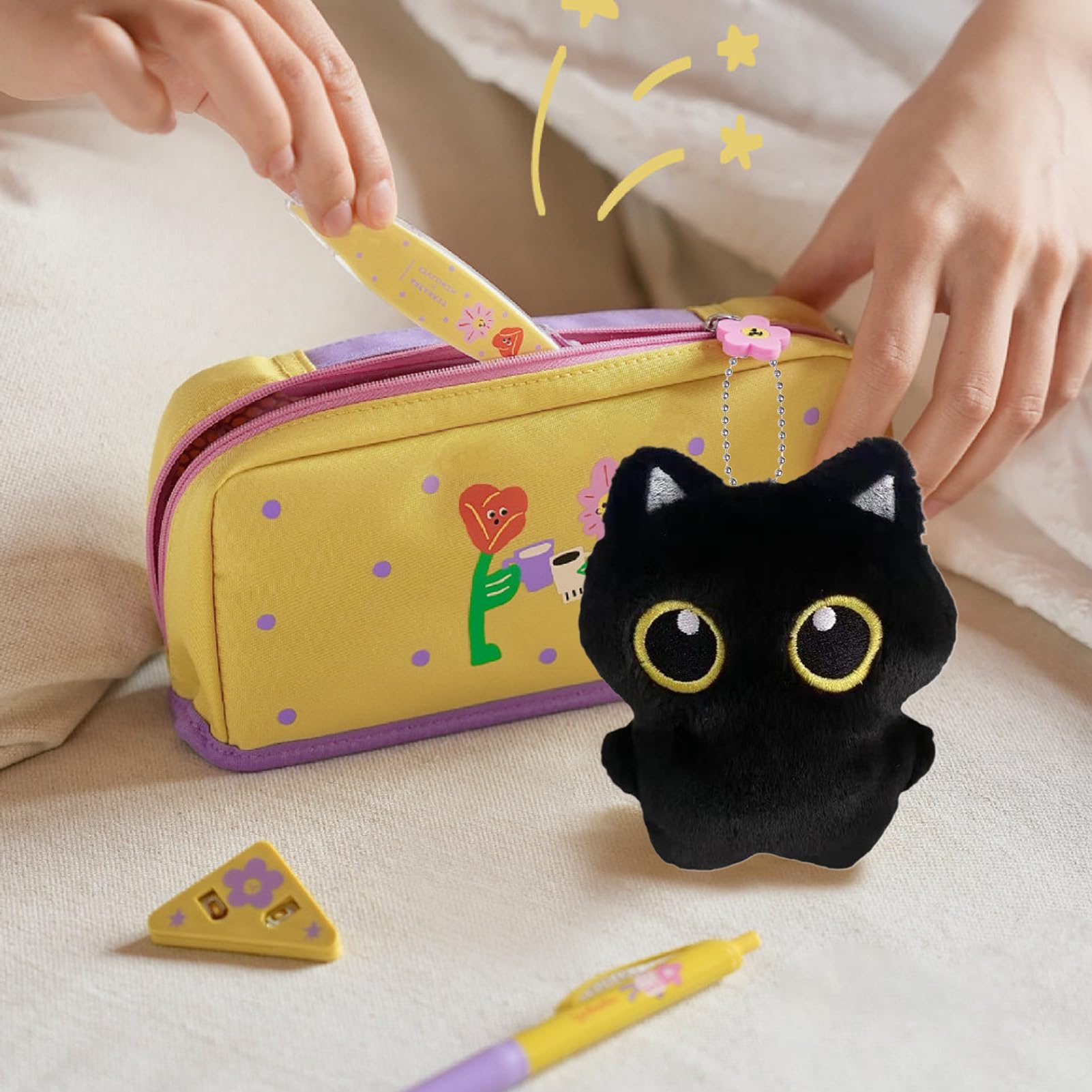 Peluche De Gato Negro - Llavero Y Colgante Decorativo De Felpa Para Mochilas, Bolsos O Decoración De Habitaciones