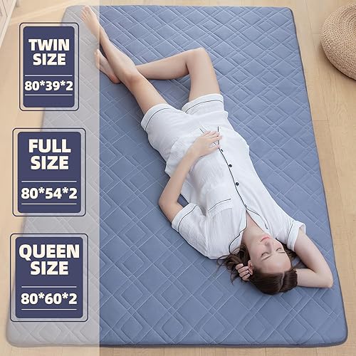 Miniatura 2 de CHERRYLUX Colchón de futón japonés tamaño Queen, plegable y portátil, tumbona y cama compartida (gris oscuro)