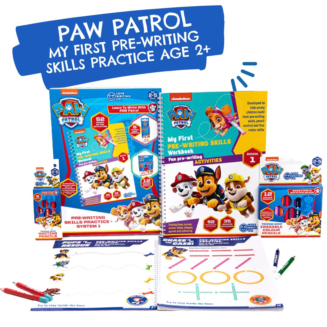 Love Writing Co. My First PAW PATROL Pre-Writing Skills Bundle-First Writing Steps Ages 2+. 52 Page Activity Book - Image 2