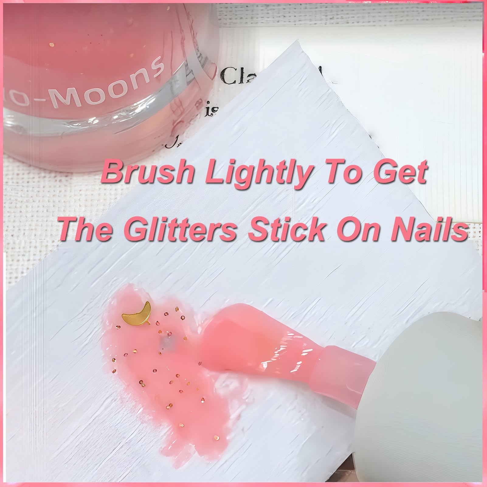 Chunky Star Jelly Glitter Nail Polish – Water-Based Peel Off, Quick Dry, 10ML, Non-Toxic, Pink Jelly Base with Gold Star & Moon Glitter for Women & Girls: Jelly Pink with Glitter
