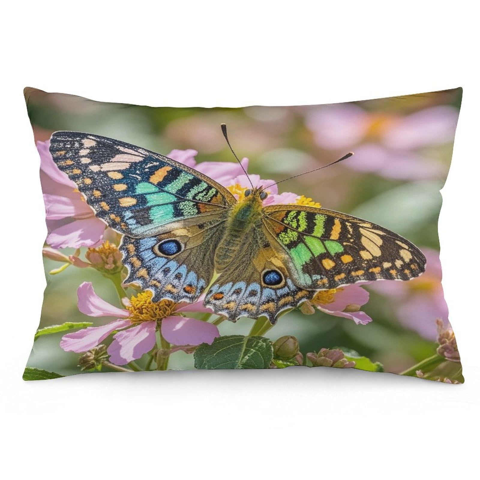 Butterfly Throw Pillow Cover Soft Lumbar Pillow Covers with Zipper Breathable Rectangular Cushion Case Polyester Pillow Case Decorative Body Pillow Cover for Couch Bed