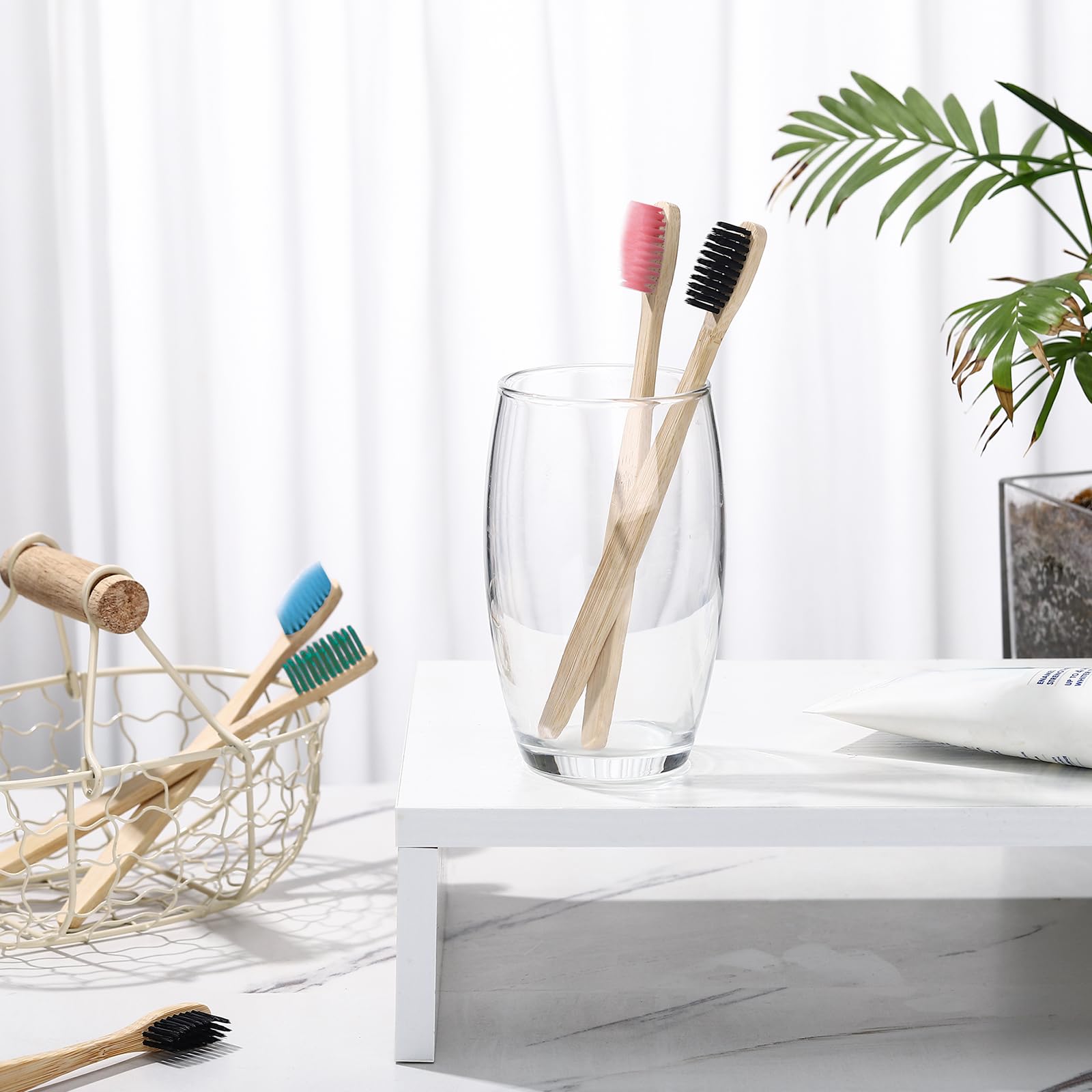 Vesici 200 cepillos de dientes de bambú a granel de cerdas suaves con micro pelo ultra madera de bambú cepillo de dientes manual para adultos, viajes, familia, hotel, empaquetado individualmente