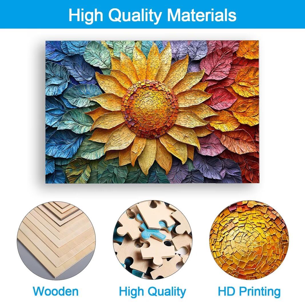 Puzzle 5000 Piezas, Puzzle Girasol de Madera para Adultos, Regalos -2474