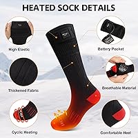 Vista 5 de Calcetines calefactables con ajustes eléctricos recargables, para hombres y mujeres, calcetines mejorados de 7.4 V con batería, 3 ajustes de calor
