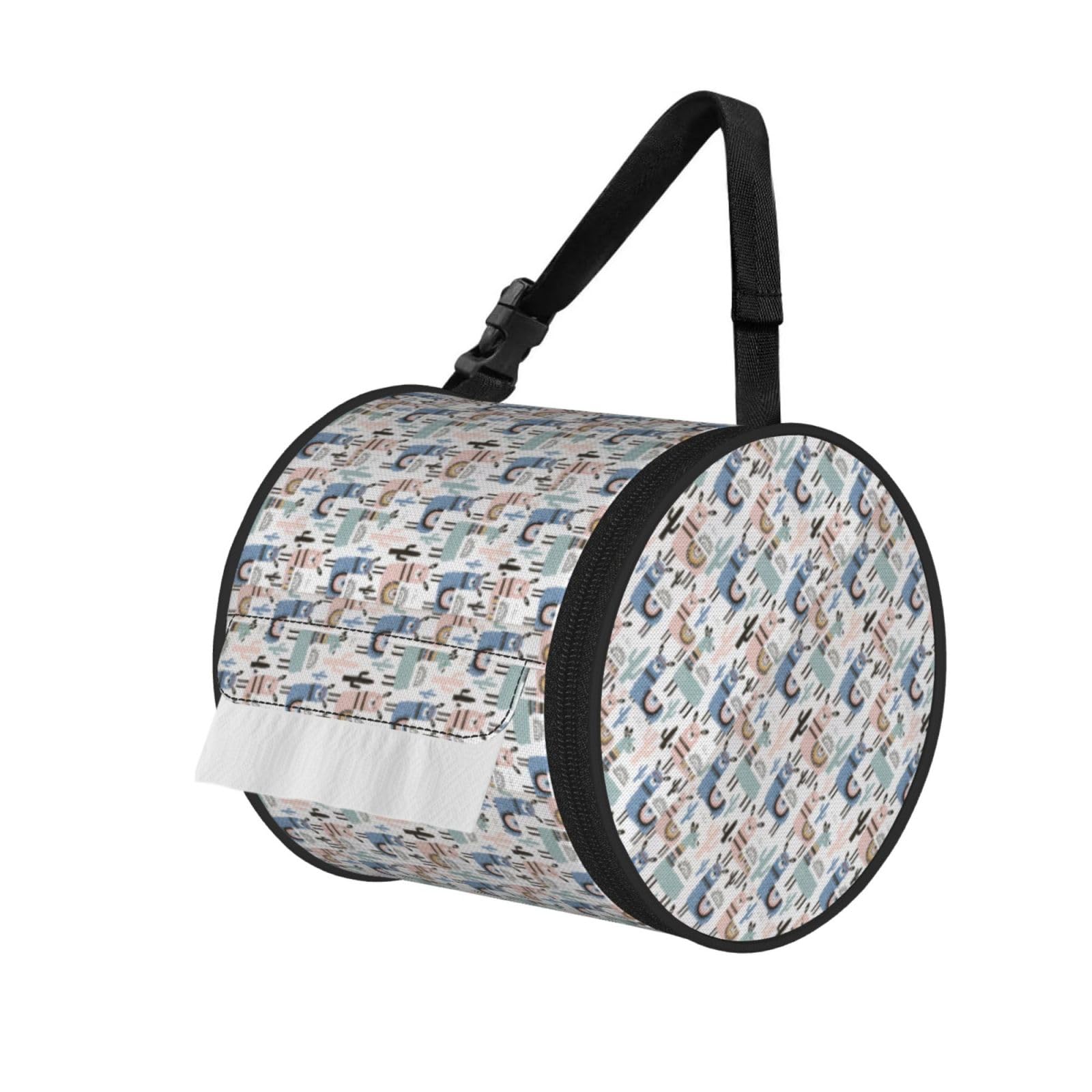 Llama Alpaca Cactus Print Cylindrical Tissue Holder Bathroom Car Home Office Kitchen Decor Versatile