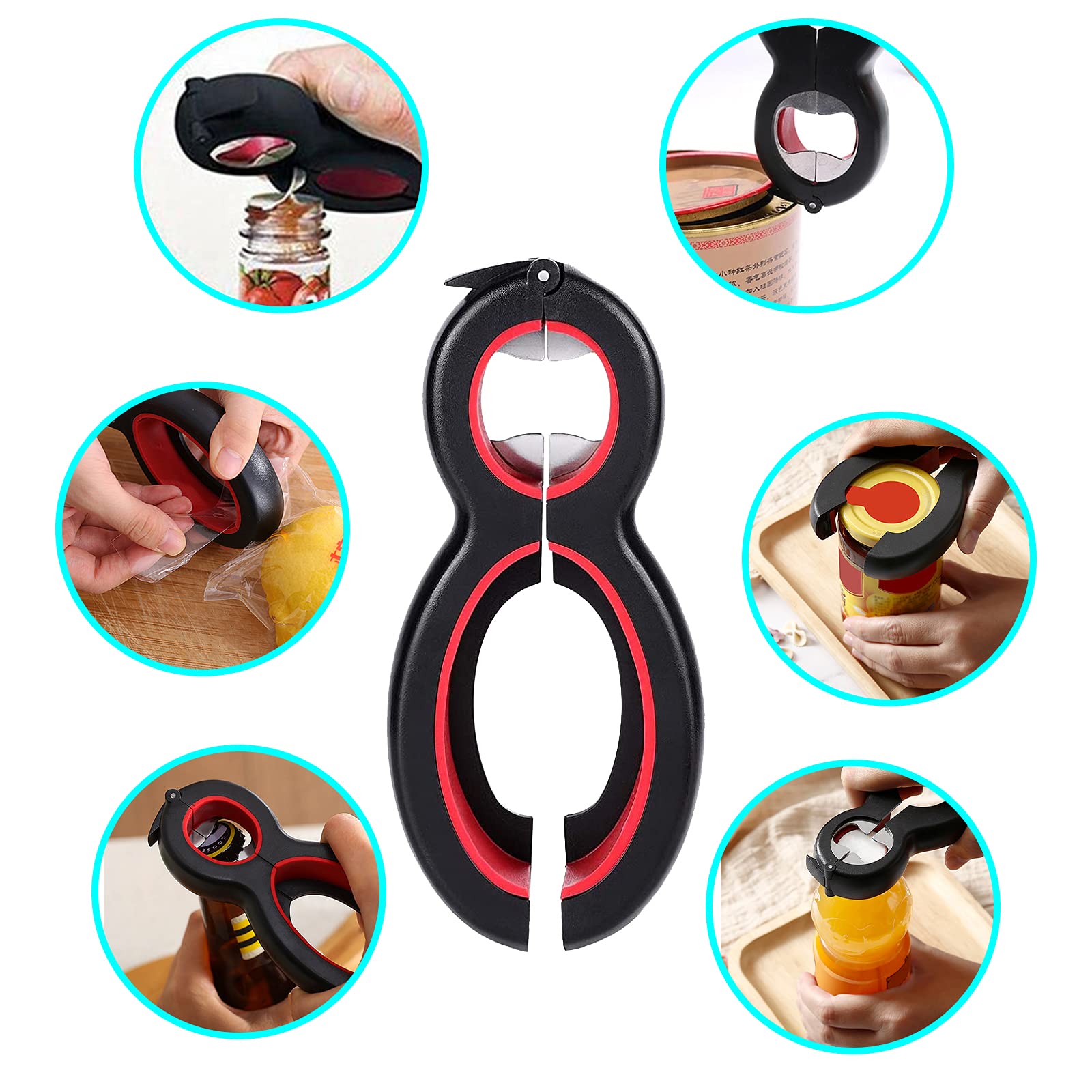 Apriscatole Multifunzione 6 in 1 Manuale Universale per Barattoli di Vetro Cucina Ristorante