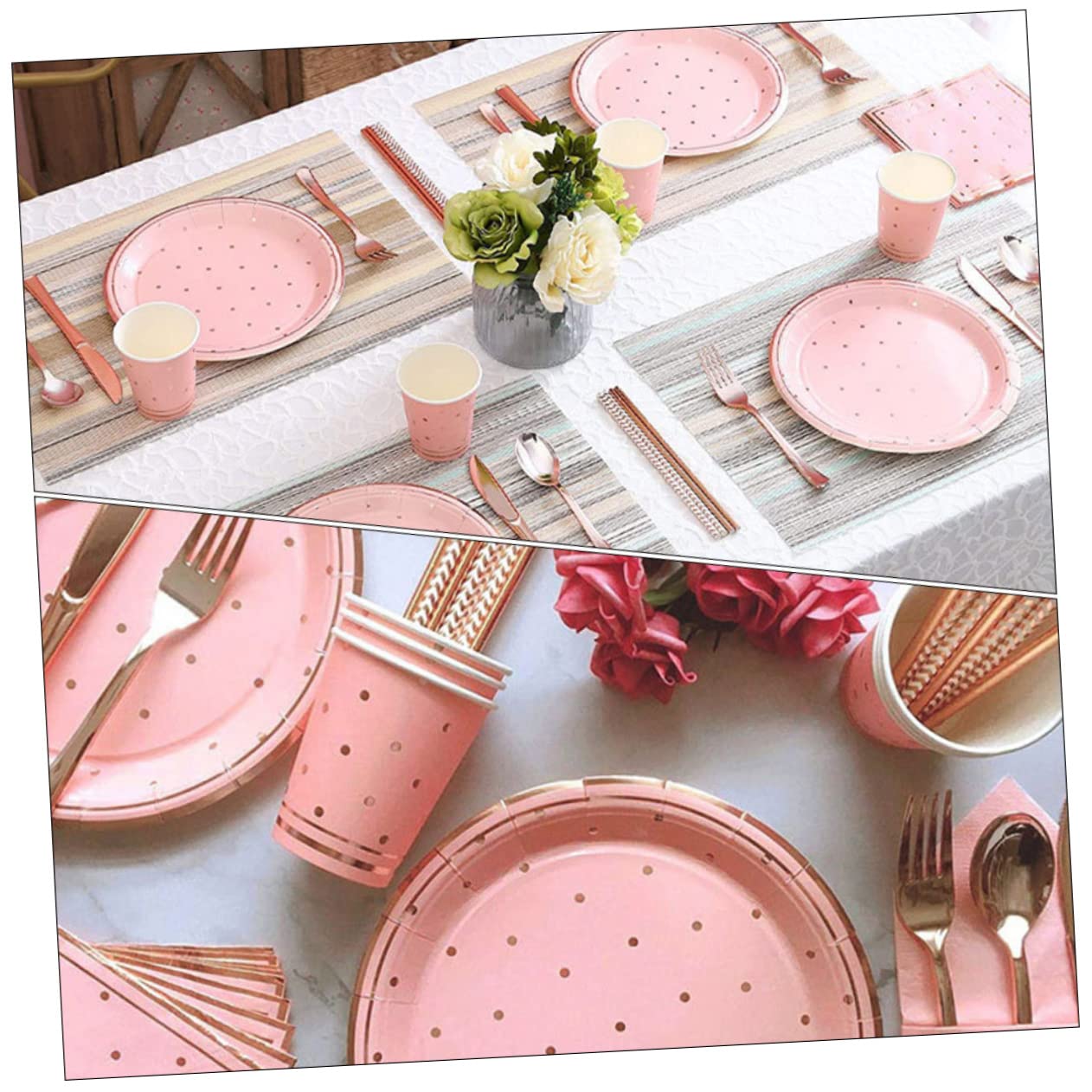 Mikinona 1Set Disposable Elegant Dotted Theme Knives Forks Spoons for Parties Birthdays Catered Events One Tableware for Celebrations