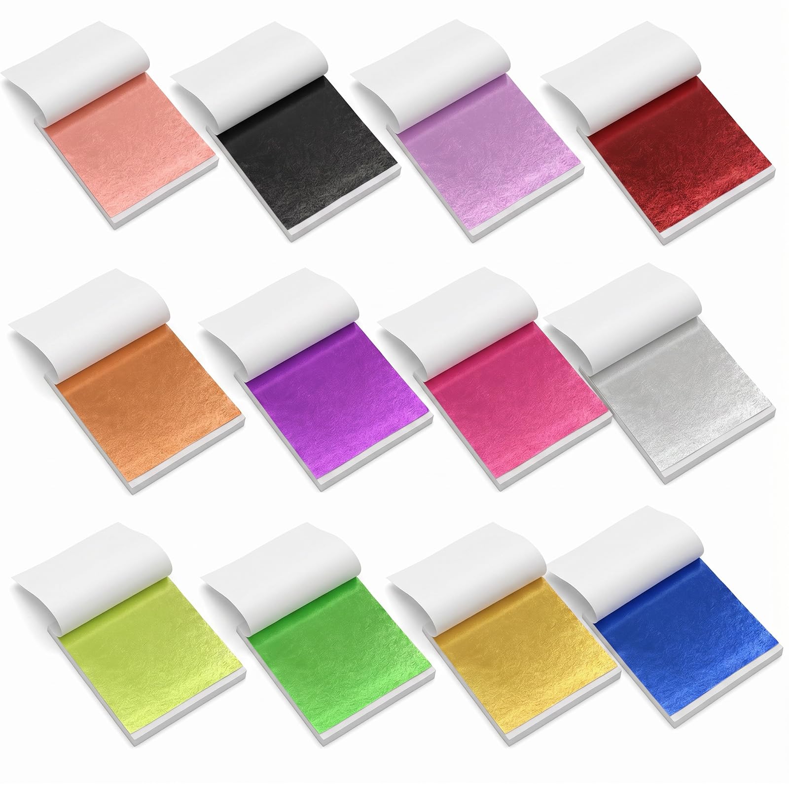 240 Sheets 12 Colors Gold Leaf Sheets for Art, Multipurpose Coloured Foil Sheet Imitation Golds Foil Paper for DIY Crafts,Paintings,Nails,Handicrafts,Resin,Furniture Decoration (3.15 X 3.35 in)