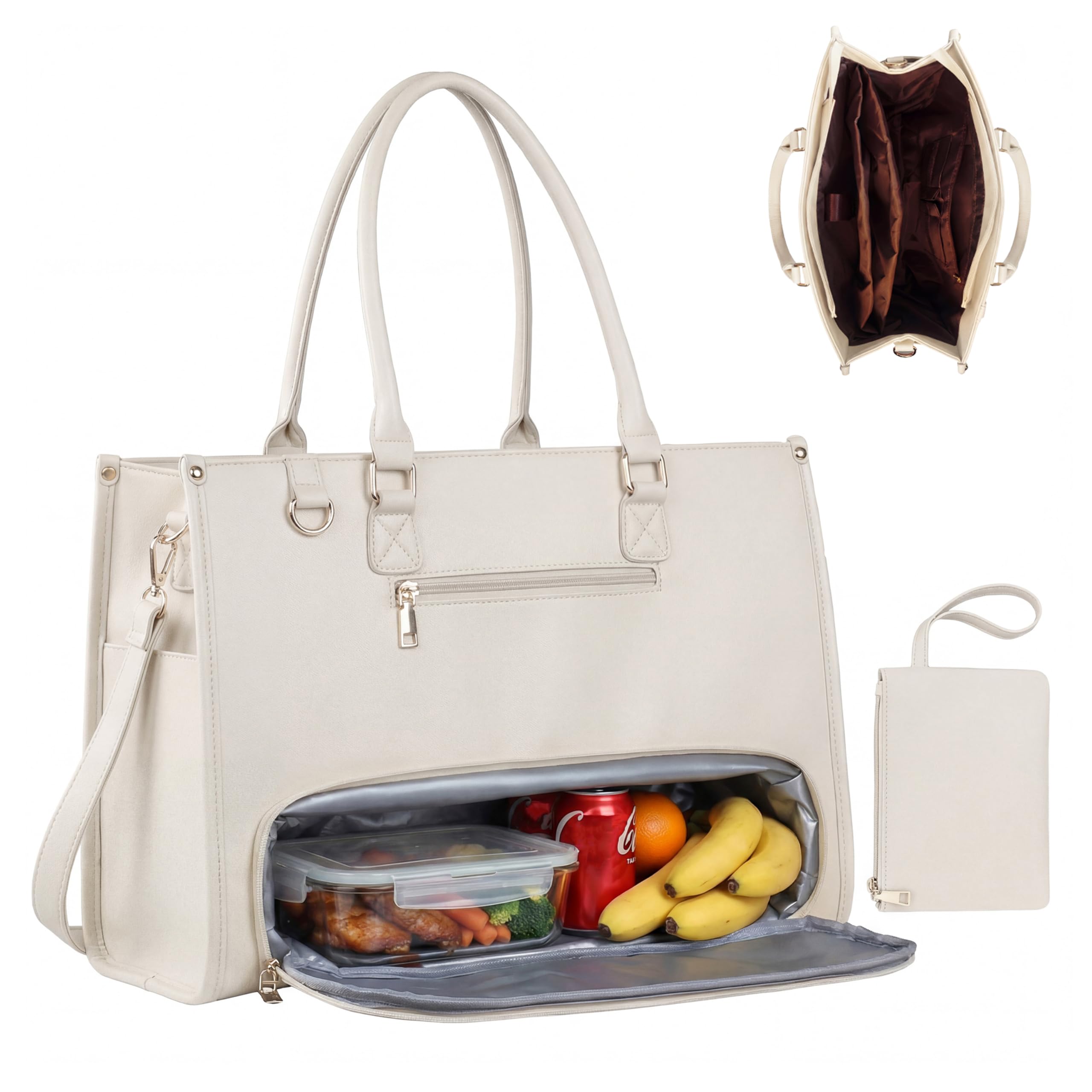 Photo 1 of **ODOR (FISH)*** Work Bag with Lunch Compartment, 15.6" Laptop Tote Bag for Women, Insulated Lunch Bag with Removable Divider & 40oz Cup Holder, Multi-Pockets Anti-Theft Work Tote for Teacher Nurse Office College