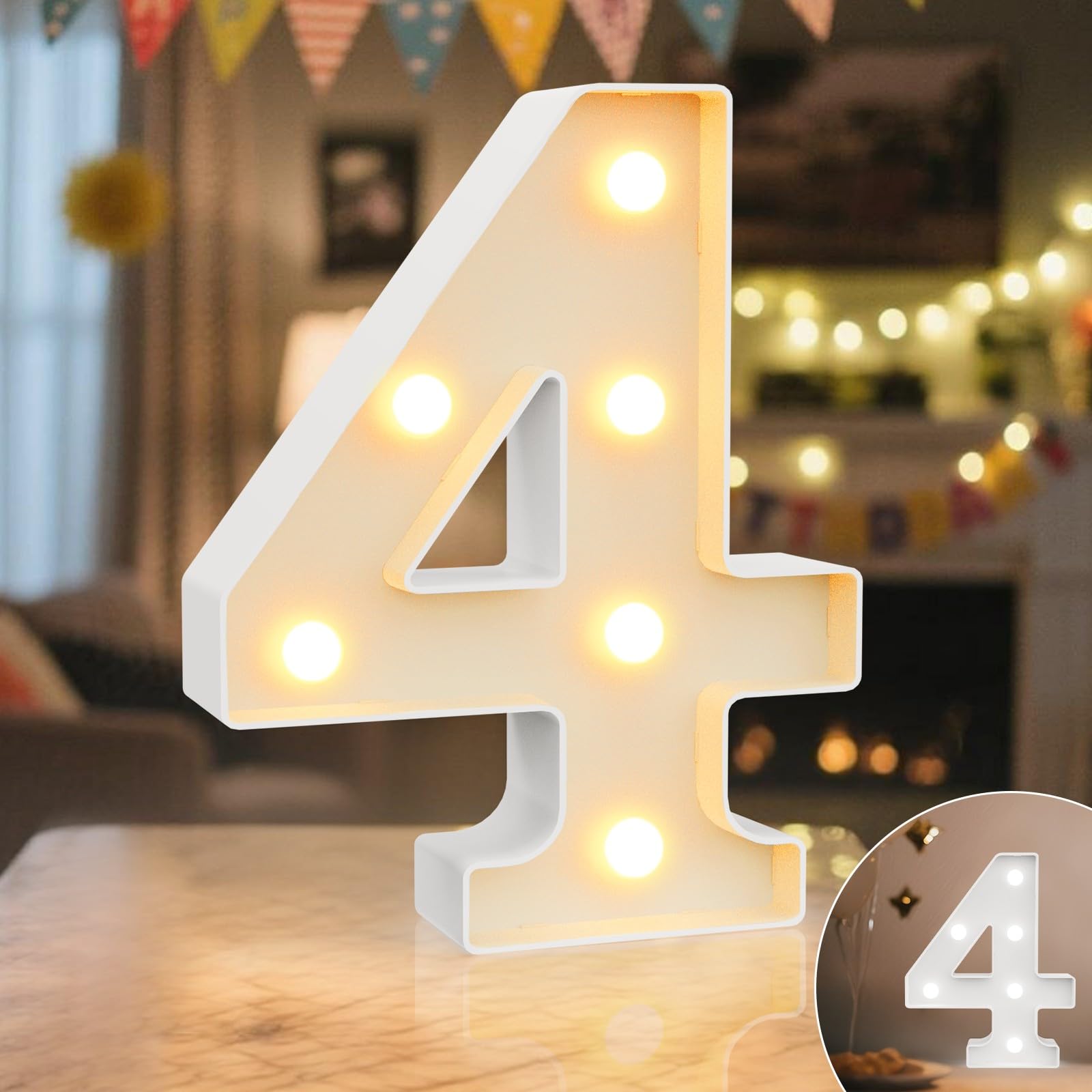 Ledido LED Light Up Marquee Numbers Sign - Cool & Warm Light up Numbers for 40th Birthday Decorations, LED Number Lights for Wedding Anniversary Grad Home Bedroom Table Wall Party Decor, Number 40 — view 46