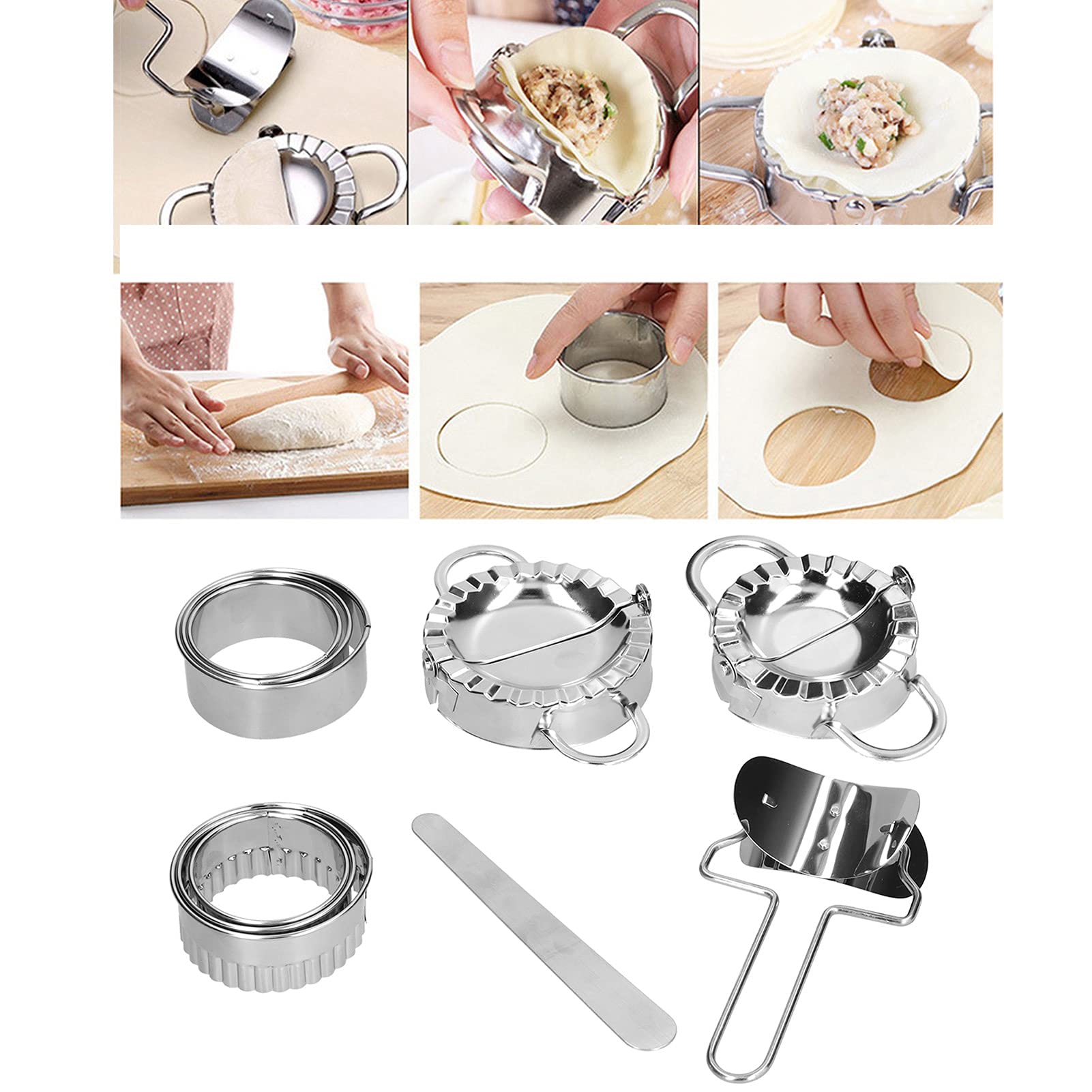 Restokki Stainless Steel Dumpling Maker Set Easy to Use Dumpling tray for Making Delicious Hand Made Food at Home Kitchen