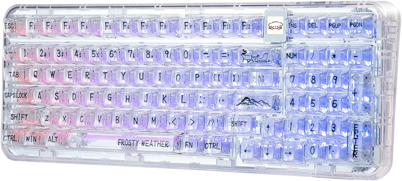 CoolKiller CK98 Transparent Mechanical Keyboard with OLED Display, Hot-Swappable Gasket-Mounted RGB Gaming Keyboard, Tri-Mode Wireless/USB-C for Windows & Mac, Ice Blade Linear Switches