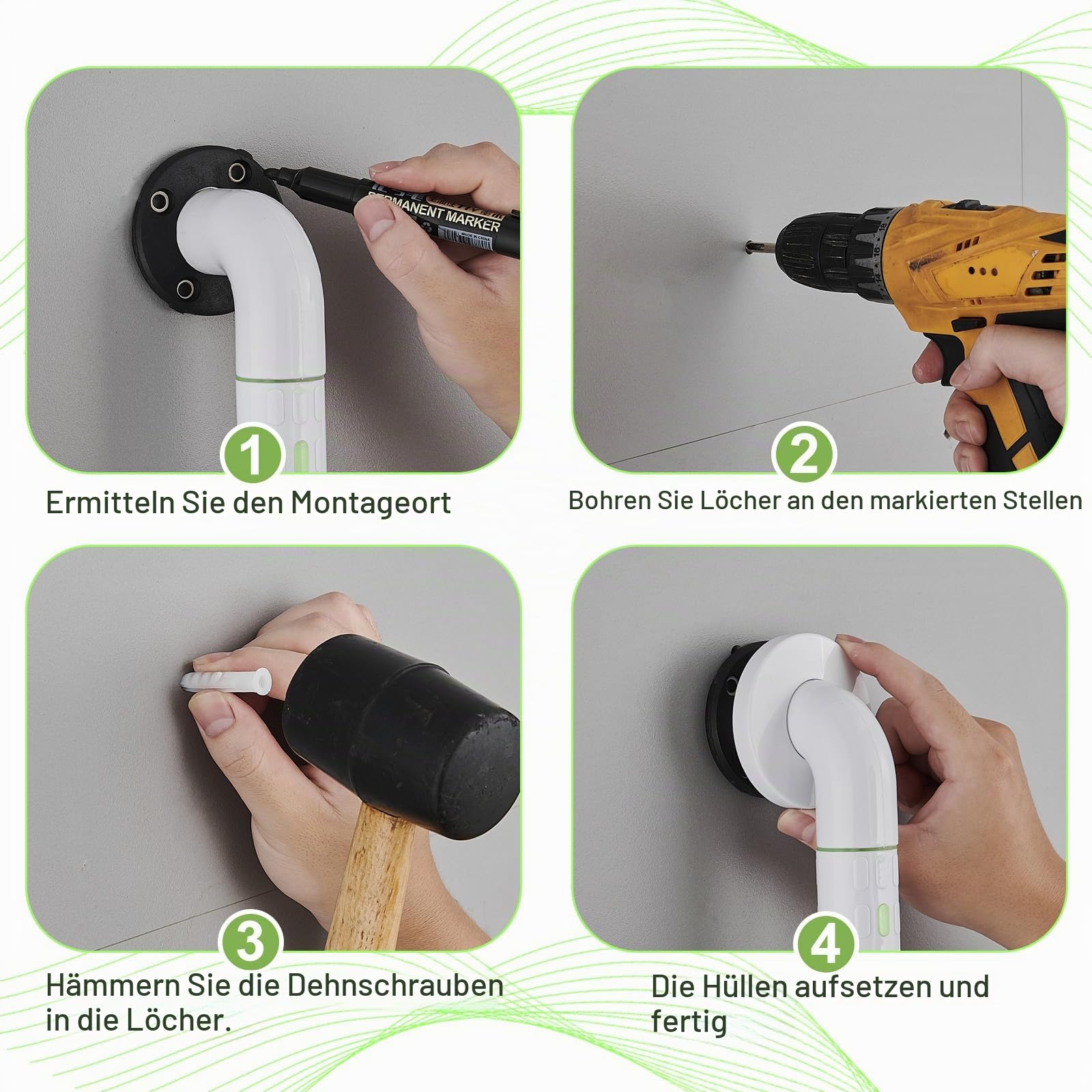 modunful Haltegriff Dusche, Haltegriffe für Senioren, 70 x 50cm L-FöRmiger Duschgriff Bad Rutschfest aus Edelstahl, Badewannengriff Behinderten Wandmontage Griffstangen für WC Badezimmer Treppen