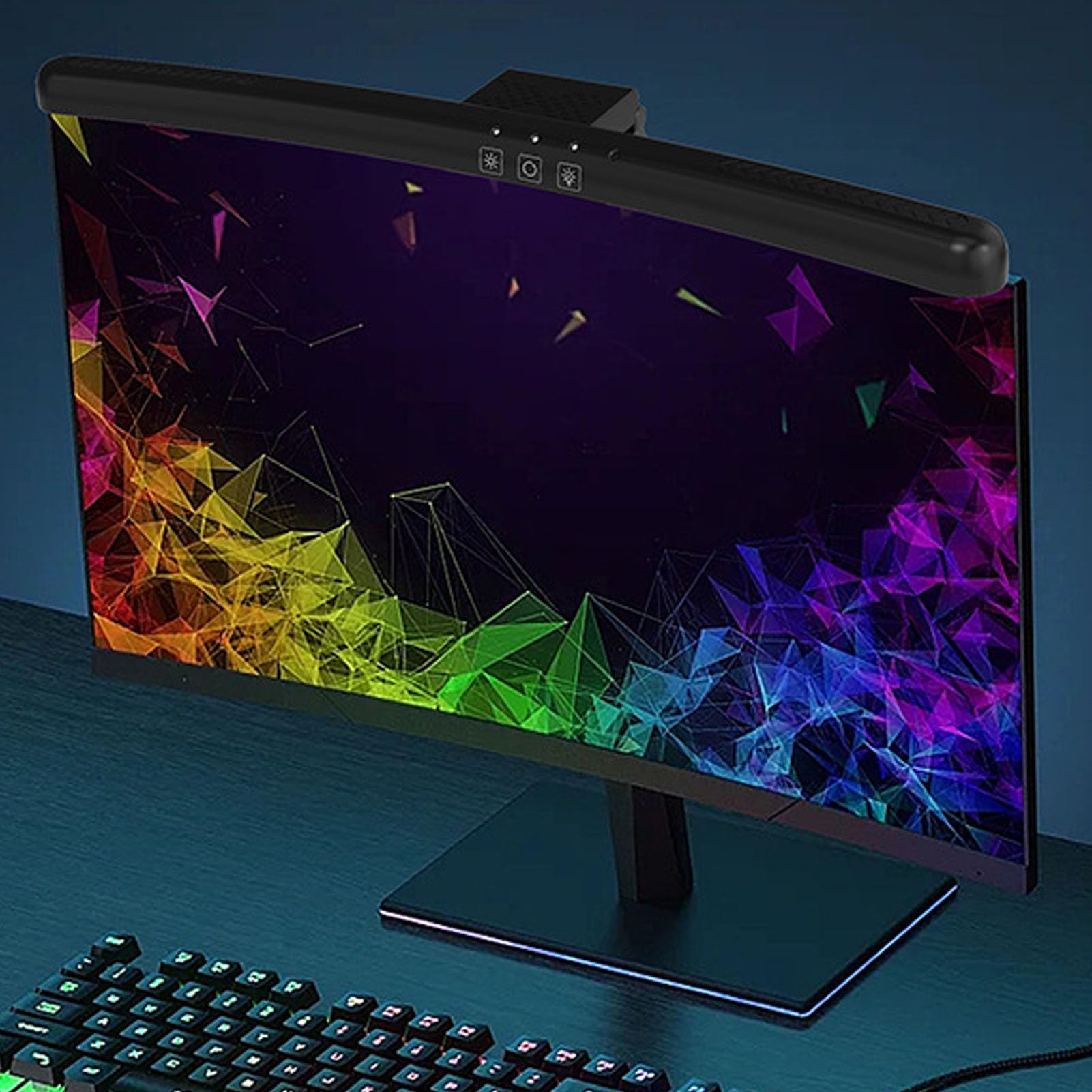 XUMIUZIY Lampada per Monitor Computer, Barra Luminosa per Monitor Curvo con Telecomando, Lampada da Lavoro LED da Lettura USB con 7 Effetti di Luce RGB, Controllo Touch, Cura degli Occhi