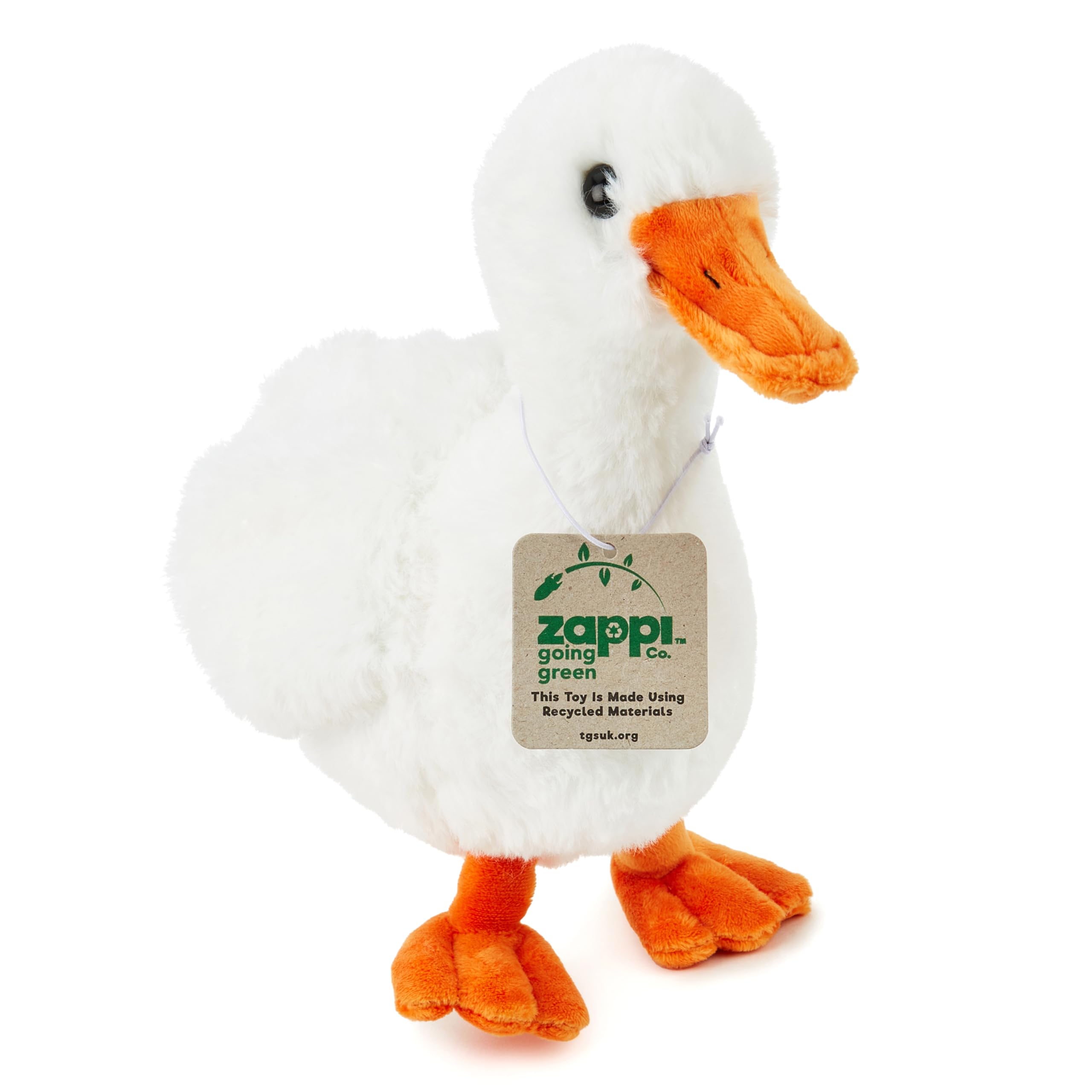Zappi Co Pluszowa kaczka (25 cm) - Urocza, miękka kaczka, przyjazna dla środowiska, idealna na przygody nad dziecięcym stawem, wykonana z zrecyklingowanego materiału