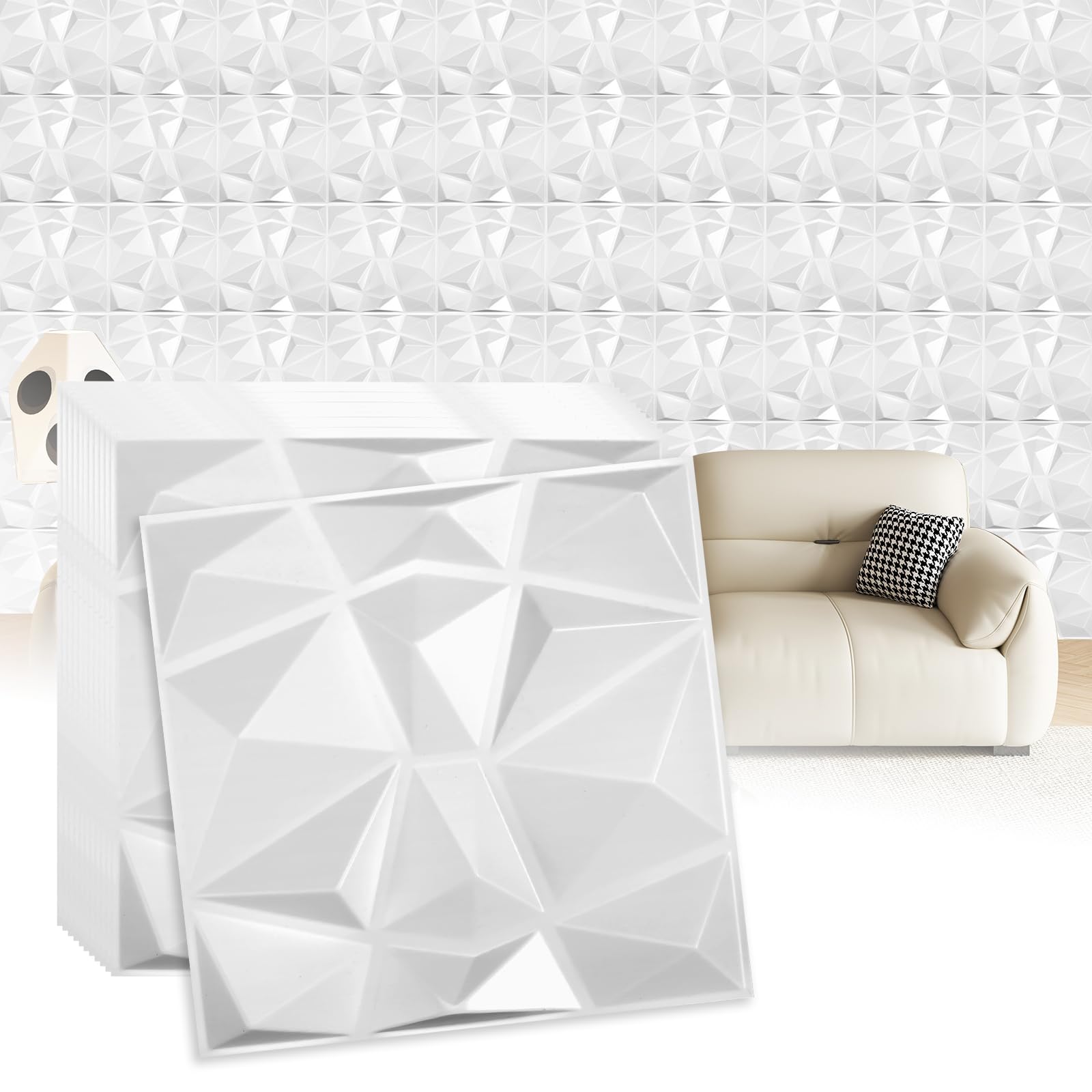 34 stuks, 3D-panelen, pvc-kunststof panelen, 30 x 30 cm, wandpanelen, gaming, kamer, wandplafond, 3D-look, pvc, 3,06 m², zwart D094-1