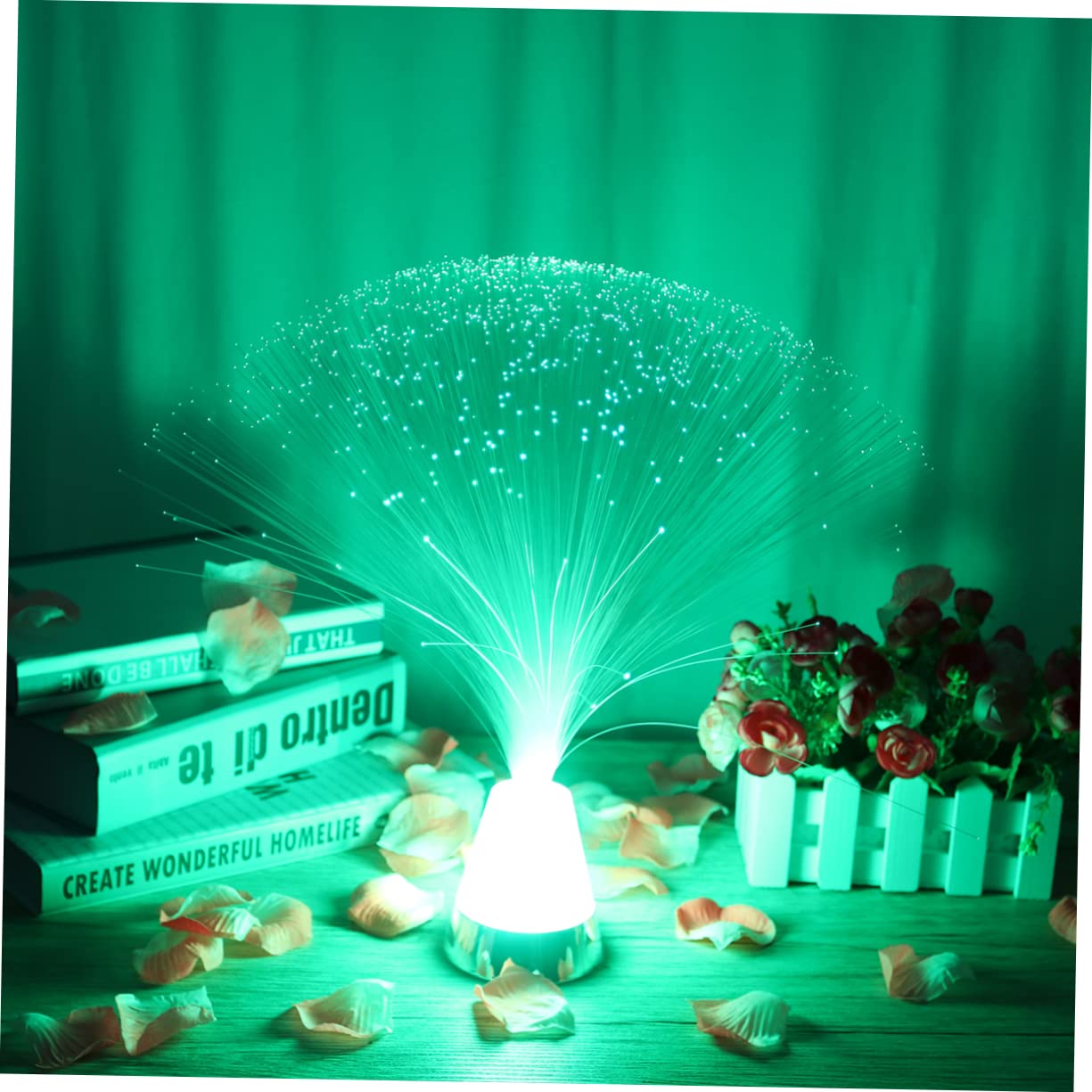 COOLHIYA Fiber Optic Ice Cube Light Crystal Base Led Novelty Lamp Multi- Changing for Home Parties