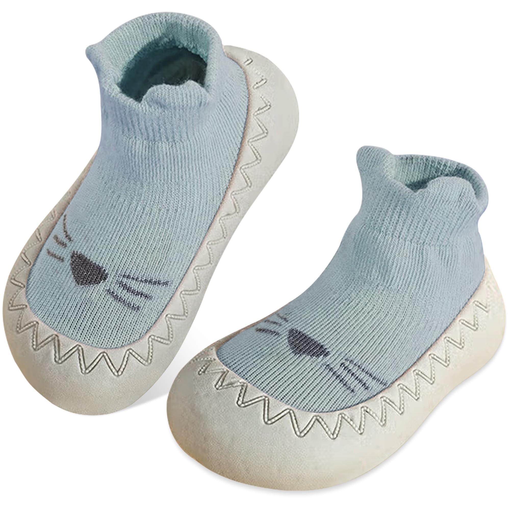 JinBei Skarpety dziecięce, antypoślizgowe, gumowa podeszwa, buty do nauki chodzenia, słodkie, dla małych dzieci, miękka podeszwa, antypoślizgowe, buty dla chłopców i dziewczynek, 6-24 miesięcy