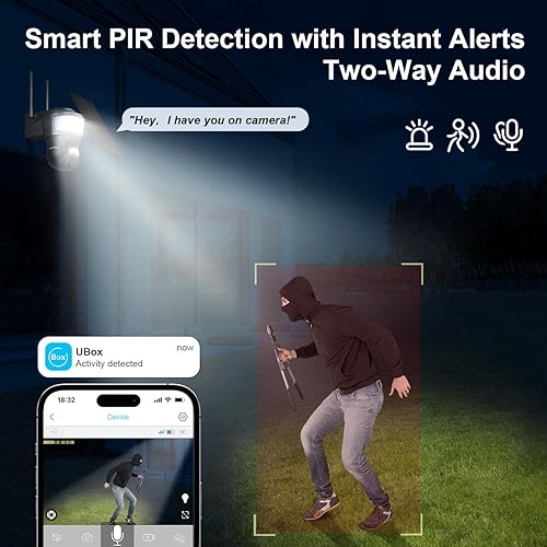 Miniatura 4 de Cámara de seguridad celular inalámbrica 4G LTE para exteriores, sin WiFi, funciona con energía solar, detección PIR, cámaras de 360 para seguridad