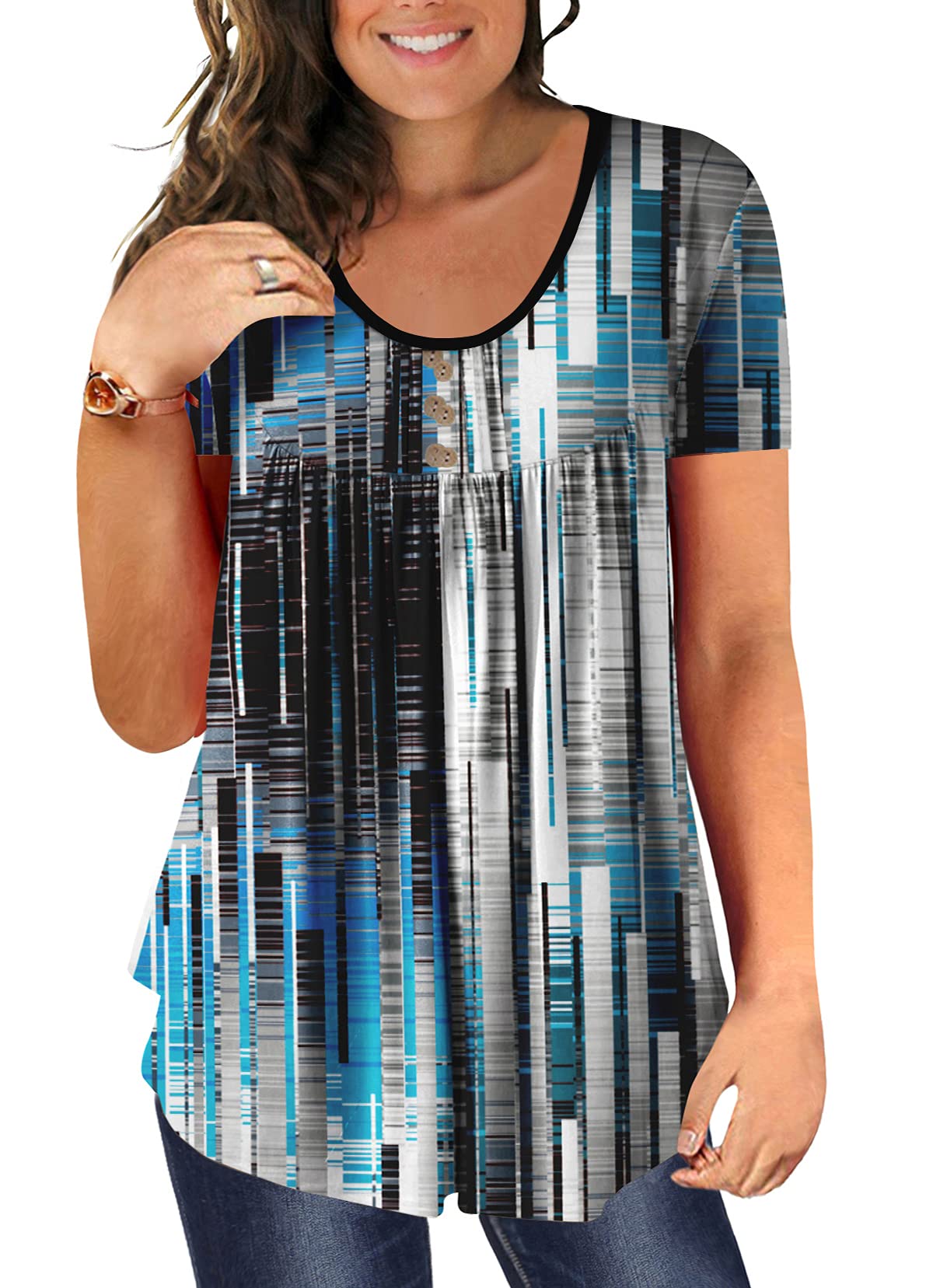 BeadChica Plus Size Tunic Tops For Leggings Casual Flowy Tshirts Ruched Blouses For Women