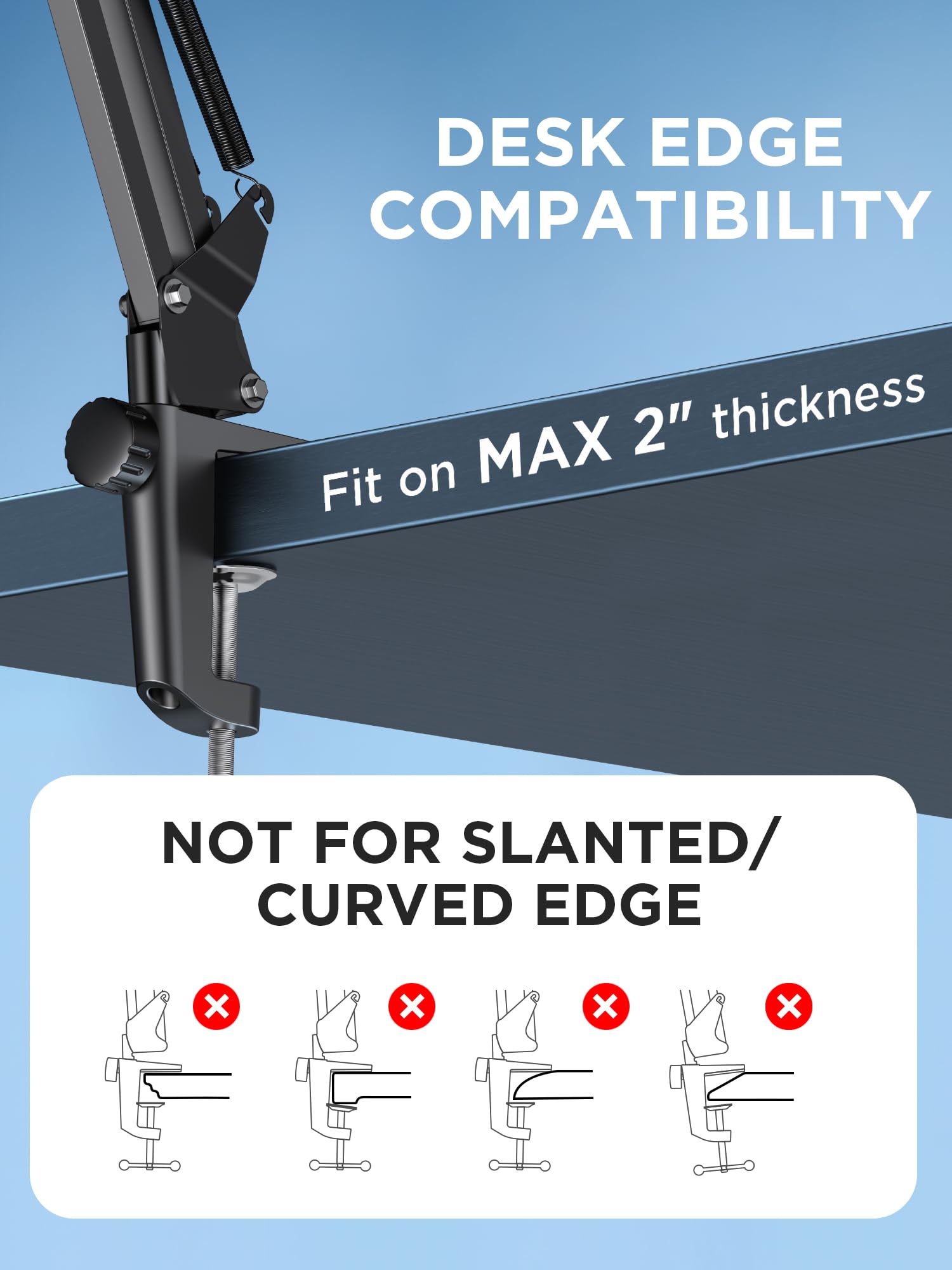 InnoGear Boom Arm Microphone Mic Stand for Blue Yeti HyperX QuadCast SoloCast Snowball Fifine Shure SM7B and other Mic, Medium