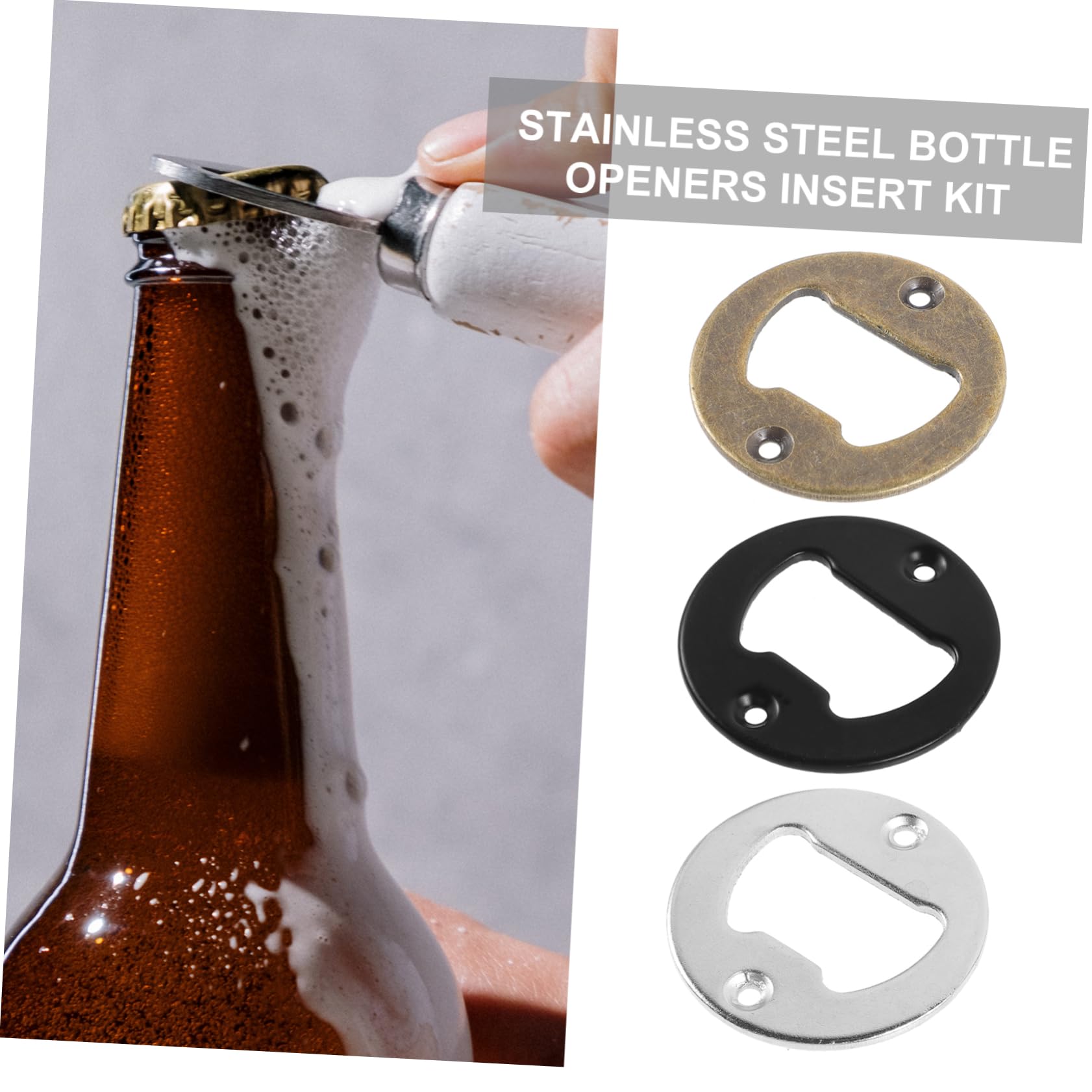 Gatuida 4juegos Kit De Hardware Para Abrir Botellas De Inoxidable Inserciones Redondas Para Abridores De Cerveza Con Tornillos y Destornillador Para Resina