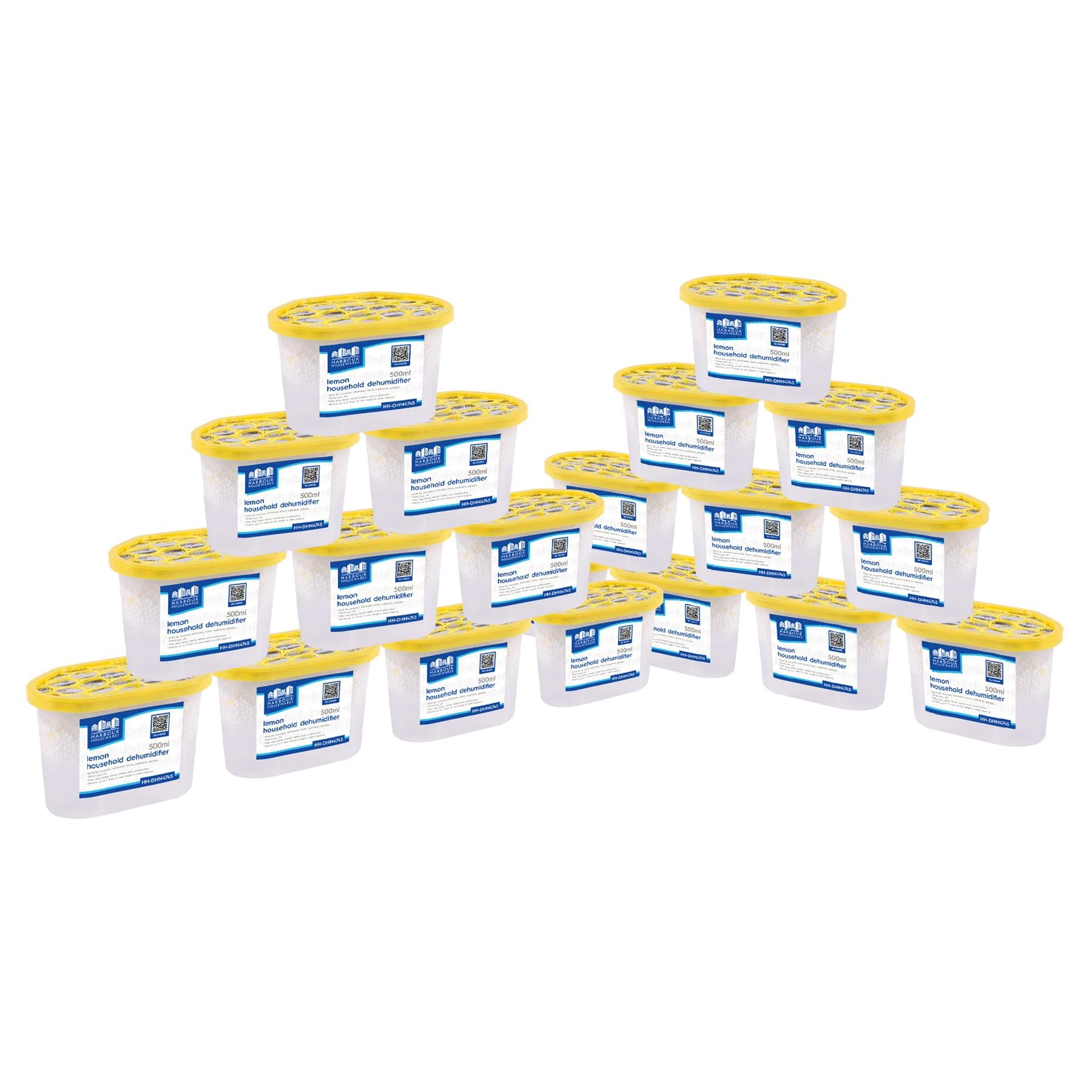 Harbour Housewares 20x 500ml Lemon Interior Dehumidifiers - Moisture Absorber Trap for Home
