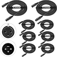 Vista 11 de Cable DMX de 10 pies, paquete de 10 cables flexibles de señal XLR macho a hembra, adecuado para señal de iluminación de escenario, conexión XLR