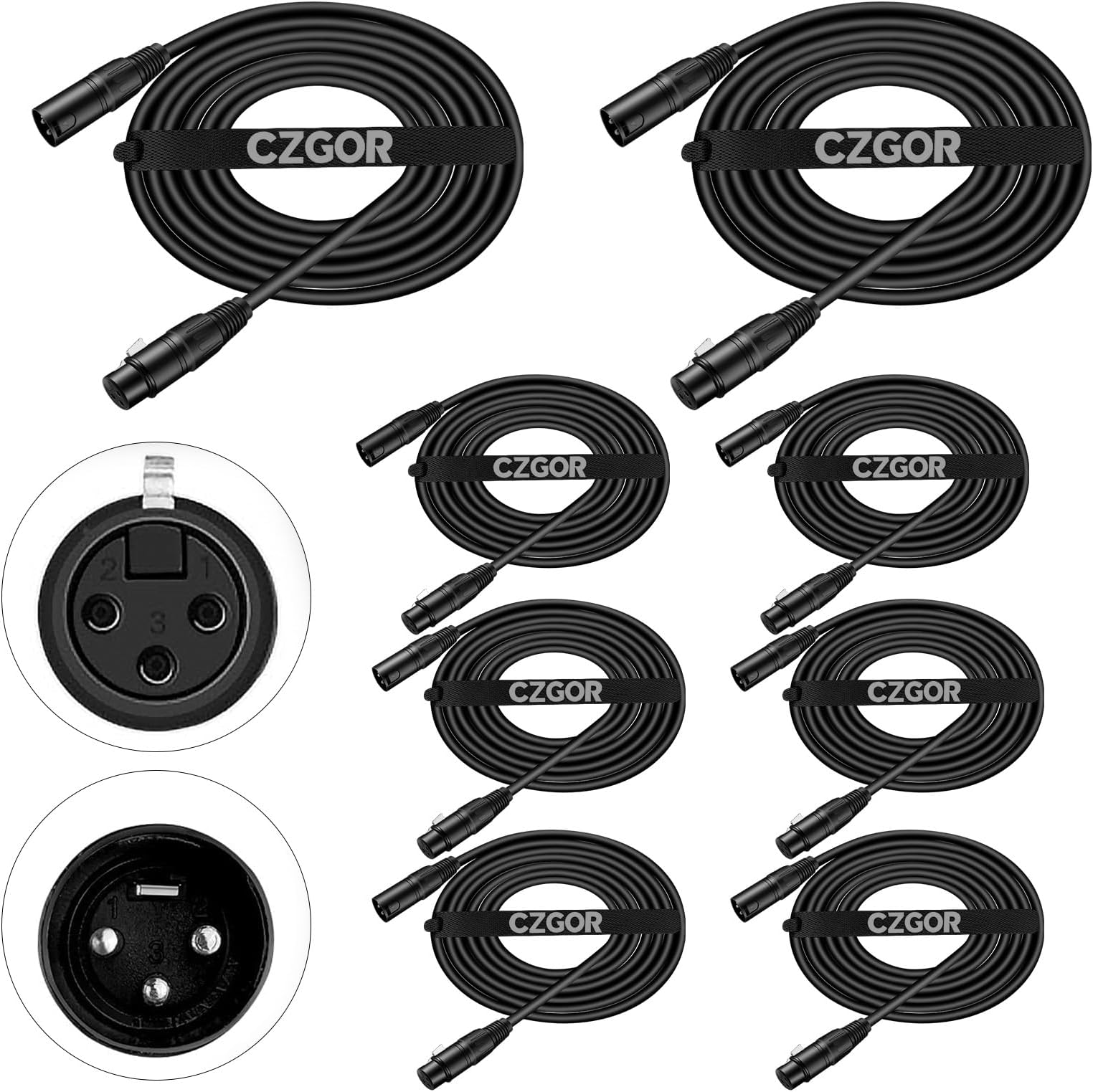 DMX Cable 10 ft 8 pack