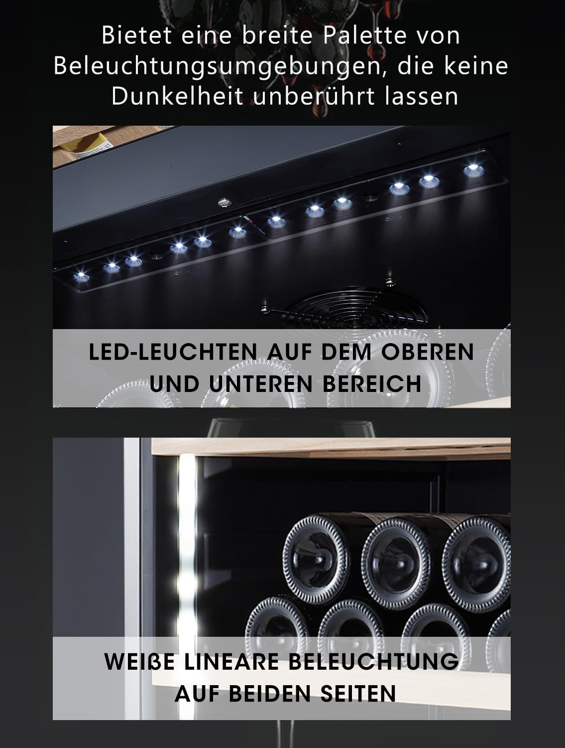 Kalamera Weinkühlschrank 84 Flaschen 266 Liter 2 Kühlzonen LED-Innenbeleuchtung KRC-266BFG