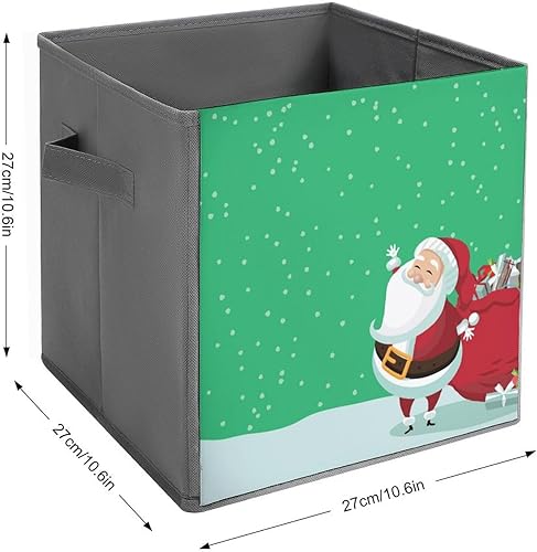 Miniatura 2 de MEIKKO Cute Santa Claus Collapsible Fabric Storage Cubes Organizer with Handles,Christmas Gifts Snow Closet Organizers for Shelves,Foldable,for