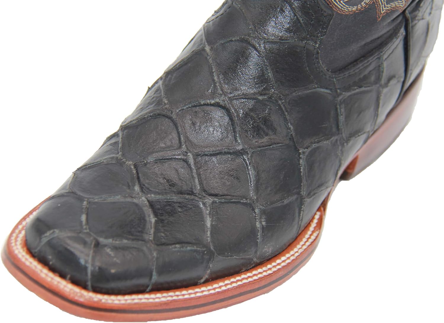 Western Shops Men’s Leather Pirarucu Fish Print Cowboy Western Boots - Image 4