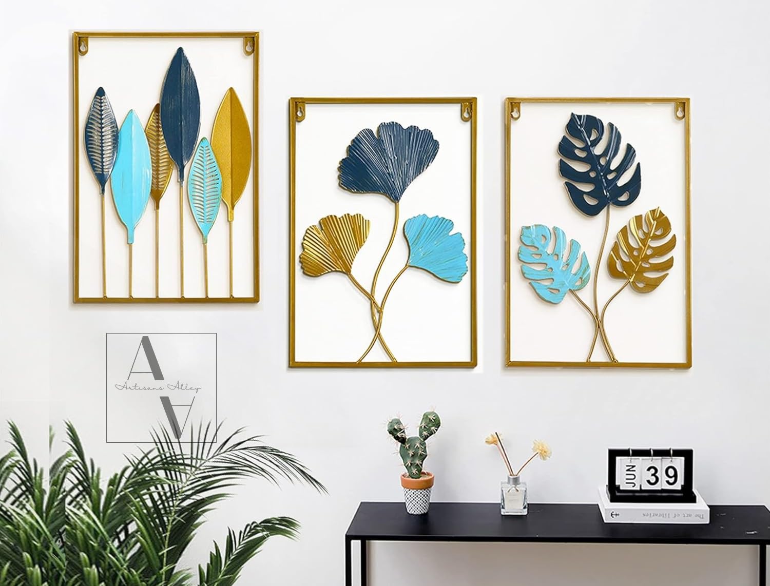 Craft2lance Gold Metal Wall Decor Leaf Wall Hanging Decoration, Art Sculpture Set For Living Room Bedroom Dining Room Office Restaurant (B0CHP2P66F) Amazon Price History, Amazon Price Tracker