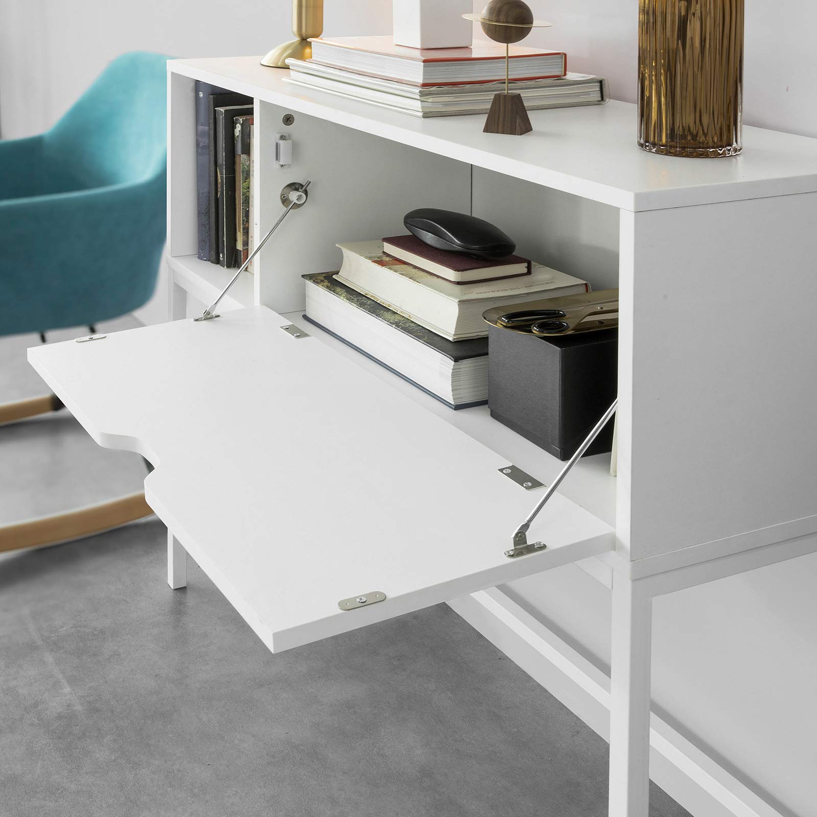 SoBuy Consolle Ingresso Mobiletto con 1 Grande Armadio salvaspazio L92*P30*A80 cm, Bianco FSB21-W