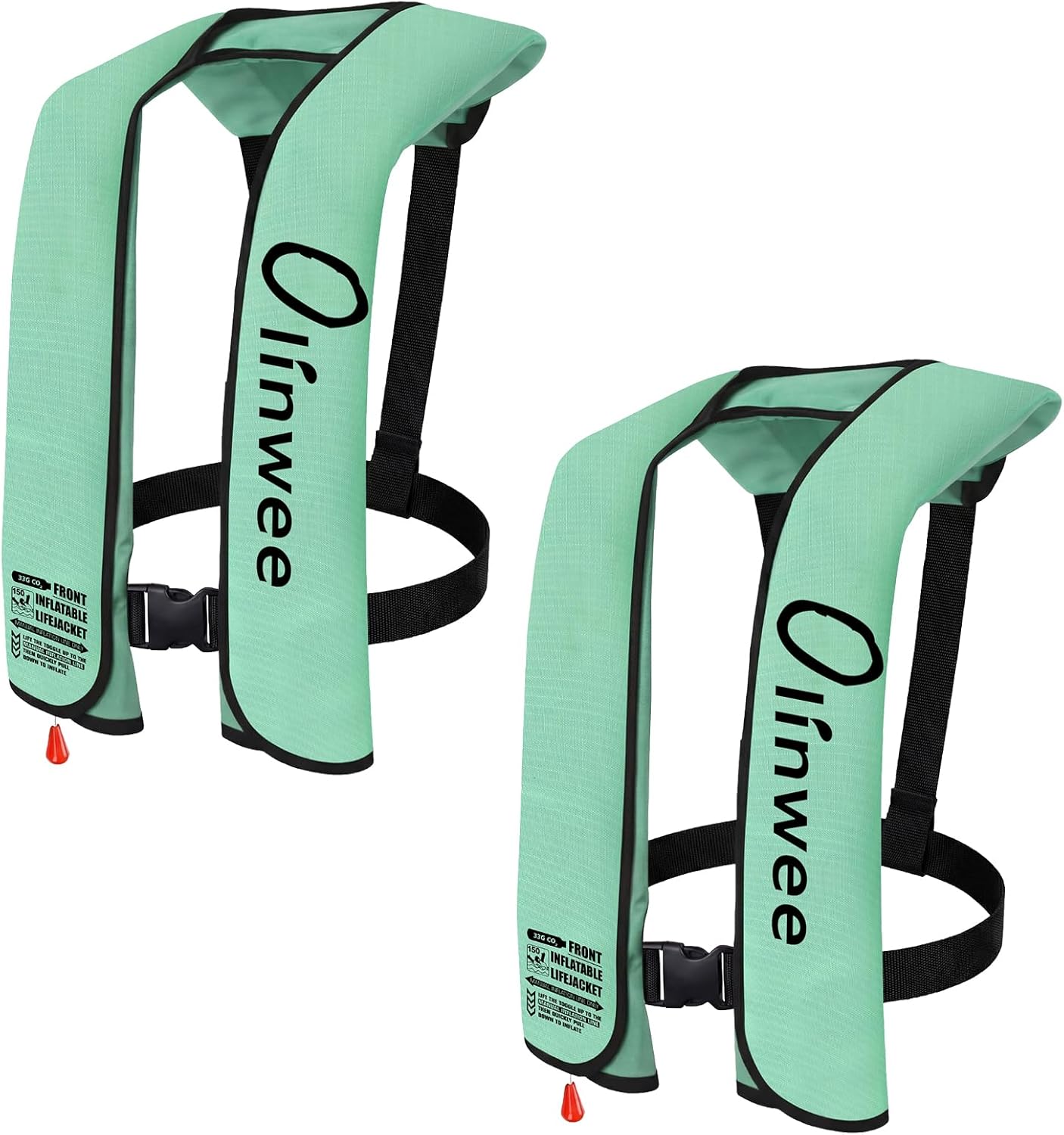 2-Pack Adult Automatic Inflatable PFD Jacket, Adjustable and Lightweight Water Sports Vest for Kayak SUP Paddleboarding Boating Sailing Fishing (Buoyancy is Greater Than 150 N)