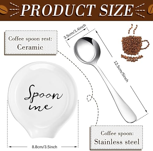 Miniatura 2 de Honeydak 4 piezas de soporte para cucharas de café y cucharadita pequeña de cerámica para decoración de estación, estufa, encimera, accesorios de