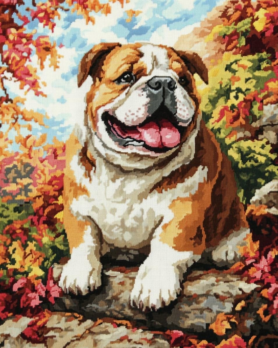 WallustrioaW Embroidery Kit for Beginners,Bulldogs,Cross Stitch Kit with Pattern and Instructions,11CT Hand Crafts Embroidery for Adults,40x50cm