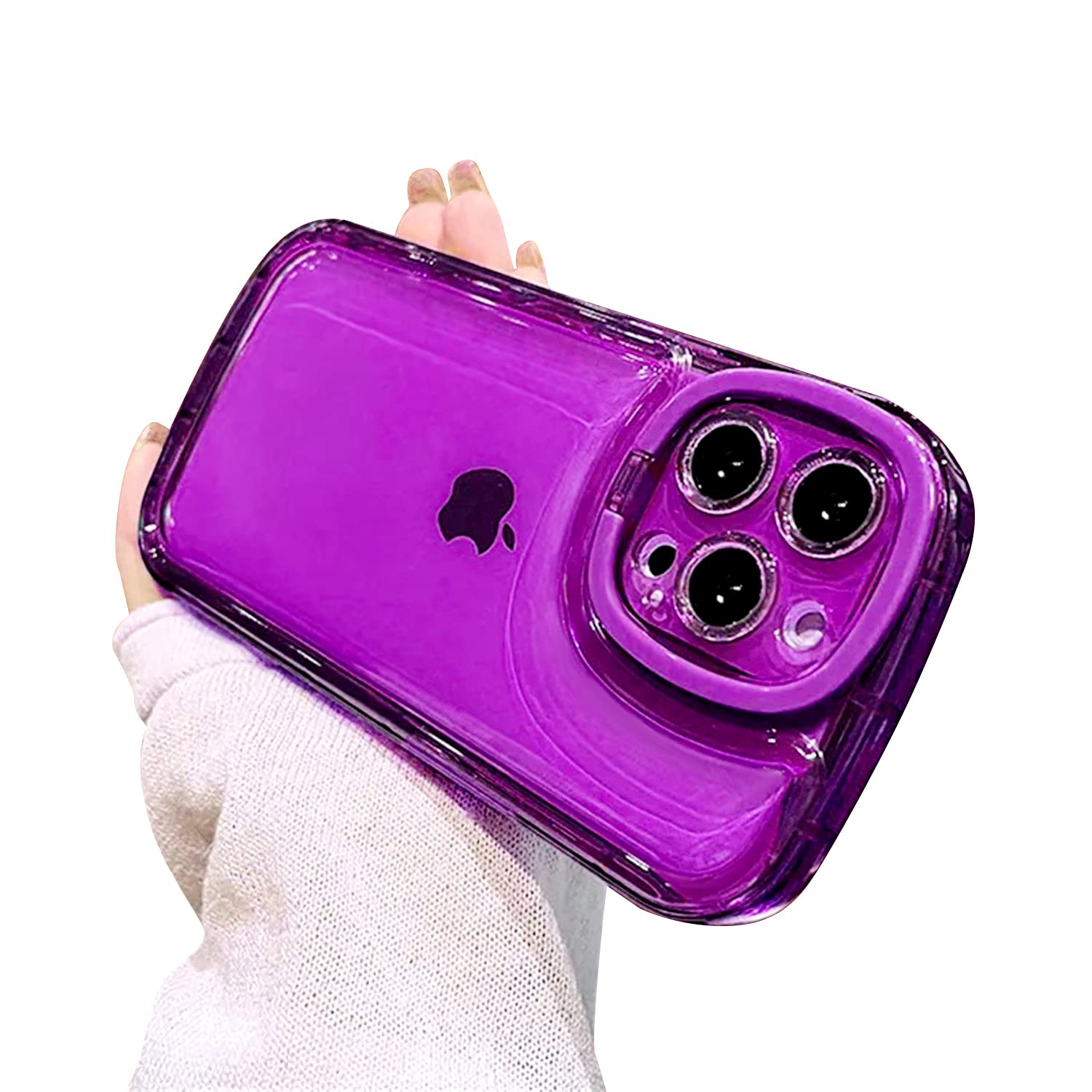 OwnestCompatible with iPhone 14 Pro Case with Clear Kickstand Creative Protective Design Case with Camera Holder for TPU Slim Shockproof Cool Phone Case for iPhone 14 Pro-Purple