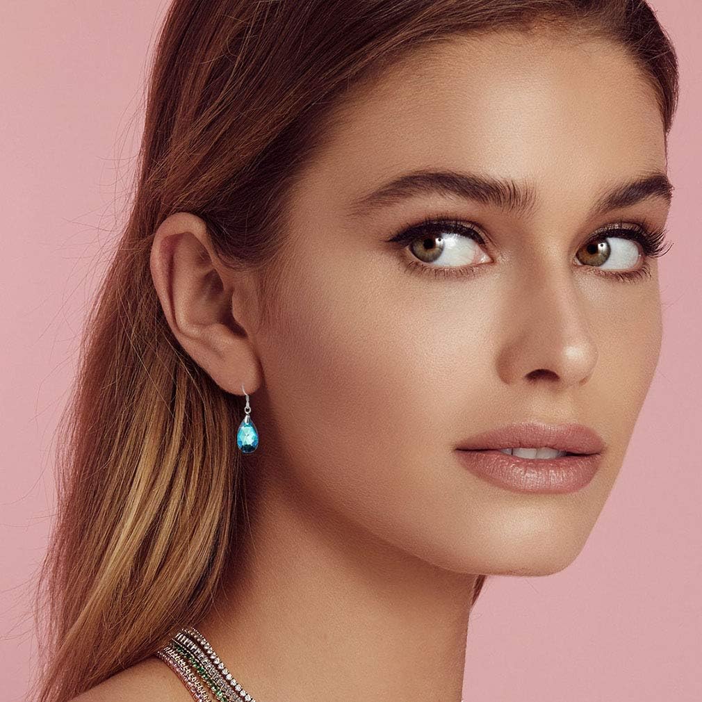 Teardrop Austrian Crystal Drop Dangle Earrings for Women 925 Sterling Silver Hook Hypoallergenic Jewelry - Image 8