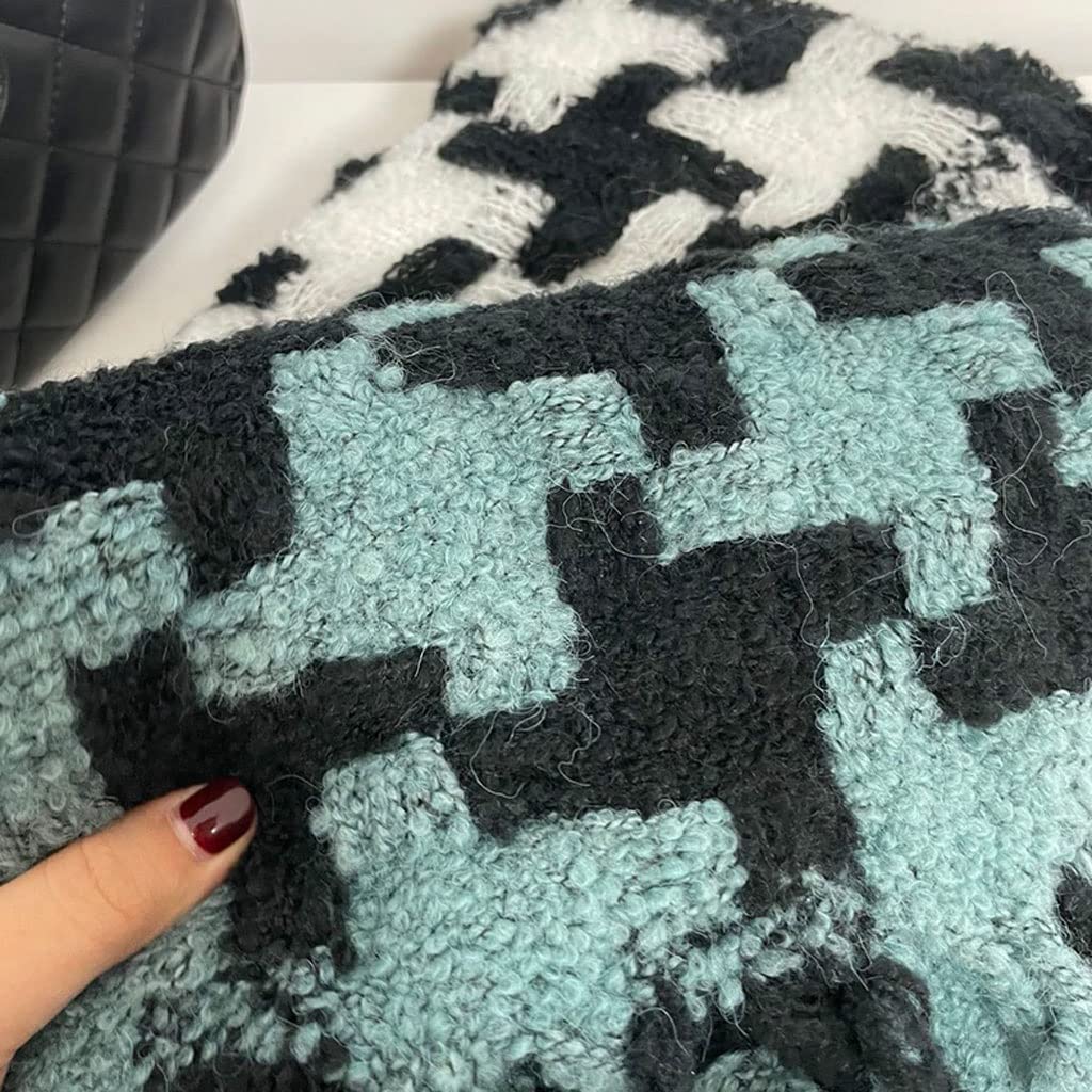 Fular Mujer Bufanda Bufanda de mezcla de lana cálida engrosada de la bufanda del invierno de la manera de la moda de los pata de cálculo de los pata de gallo las bufandas de la borla de Corea bufandas