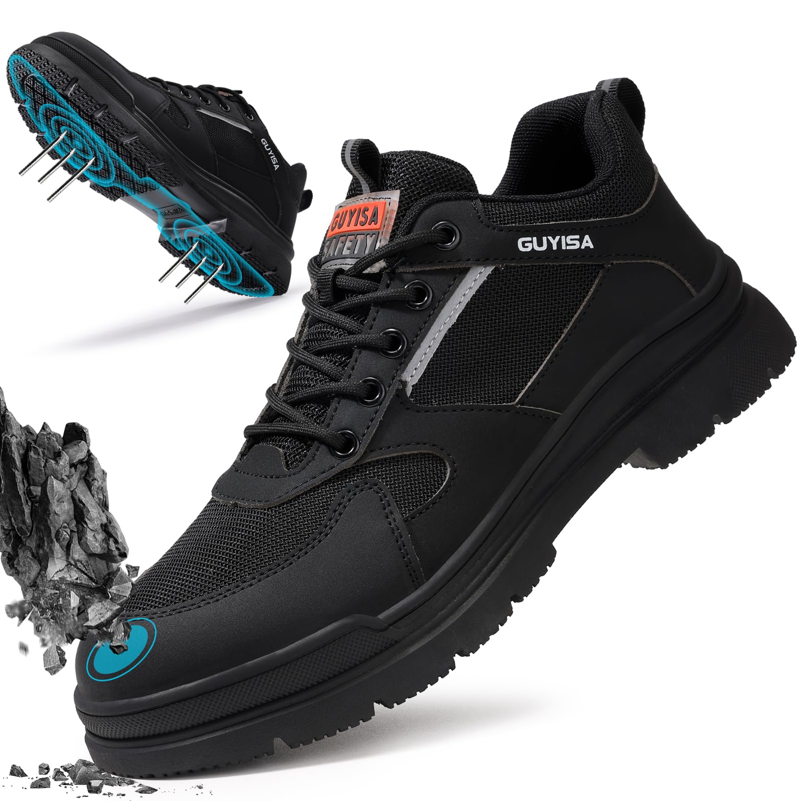 Steel Toe Shoes for Men Lightweight Puncture Resistant Safety Footwear Work Shoes Men Safety Work Shoe Comfortable for Construction Warehouse Jobs