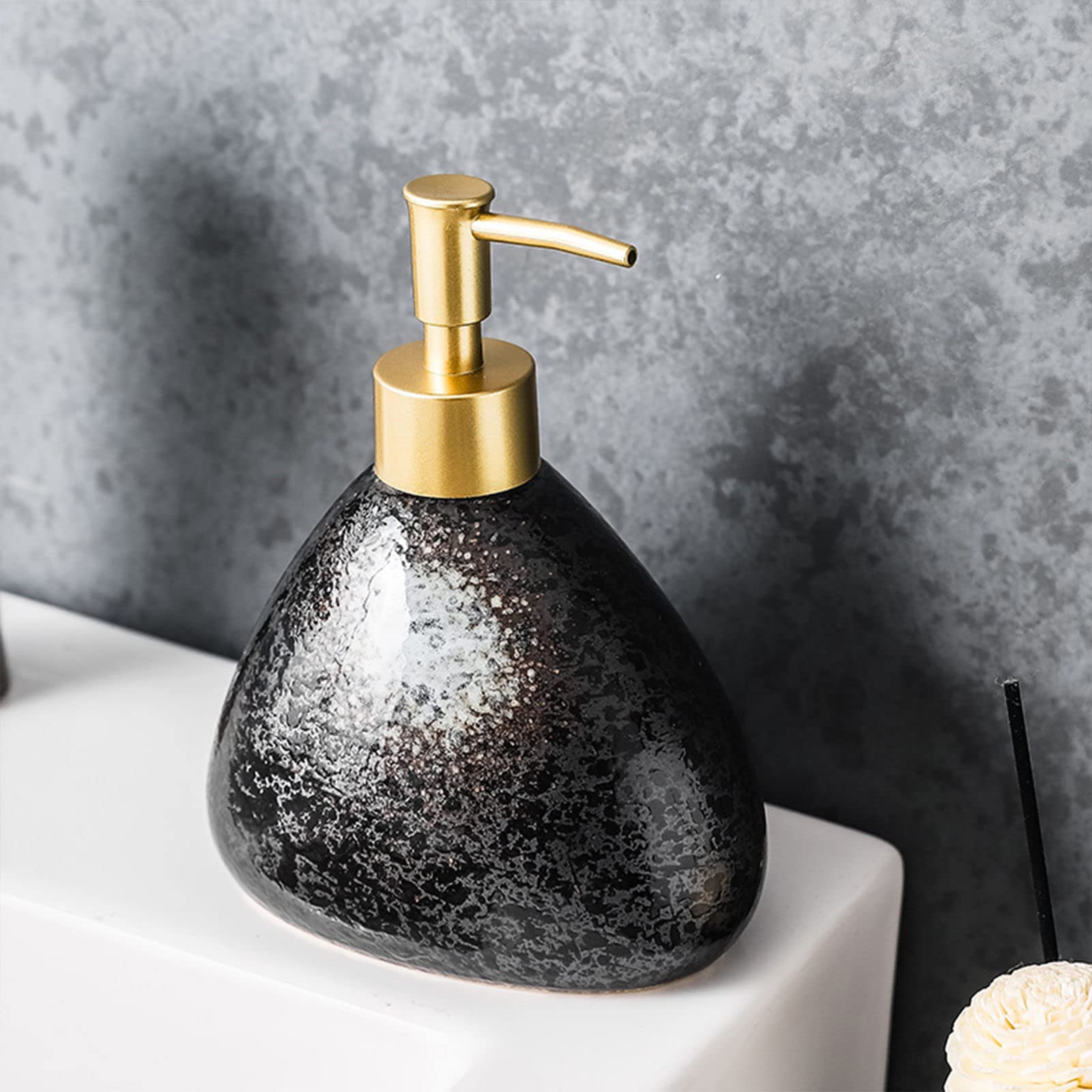 Dispenser di sapone,Dispenser di sapone in stile giapponese, Dispenser di lozione for pompa a gradiente in ceramica, Dispenser di sapone for le mani ricaricabile, for lavello da cucina, Bagno-Mo Yun b